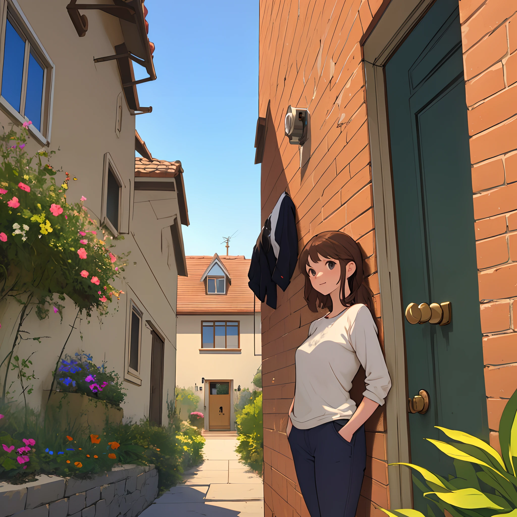 Typh oc mimi outside a front door with the view through the peephole