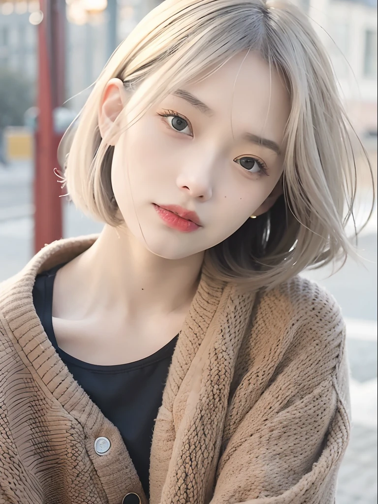 mix4,(top-quality), (Photorealsitic),(Oriental background:1.2), 1womanl, The upper part of the body, High Detail Face,, (Silver hair)、 (8K)、（Long bangs:1.5）、(bobhair:1.6)、Strong eyes、Delicate and realistic skin and hair、（cowboy  shot:1.5）、Oversized clothes、（Bleached light silver hair:1.5）、Less hair、adultlike face、Looking here、（Clothing that covers the shoulders:1.5）、（Winter clothes:1.5）、(tilt your head:1.3)、inner colored、1 persons、Dramatic、Layered Hair Color、model poses、Twisting the body、Beautiful body lines、（mode:1.8）Chilly Winter、Cool、（Sharp eyes:1.5）、straight haired、moderno、