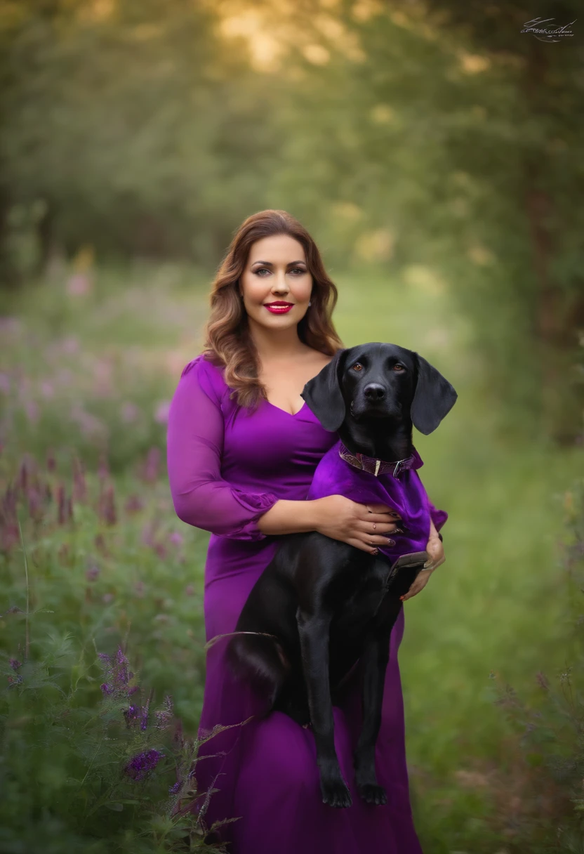 Lady with purple dog