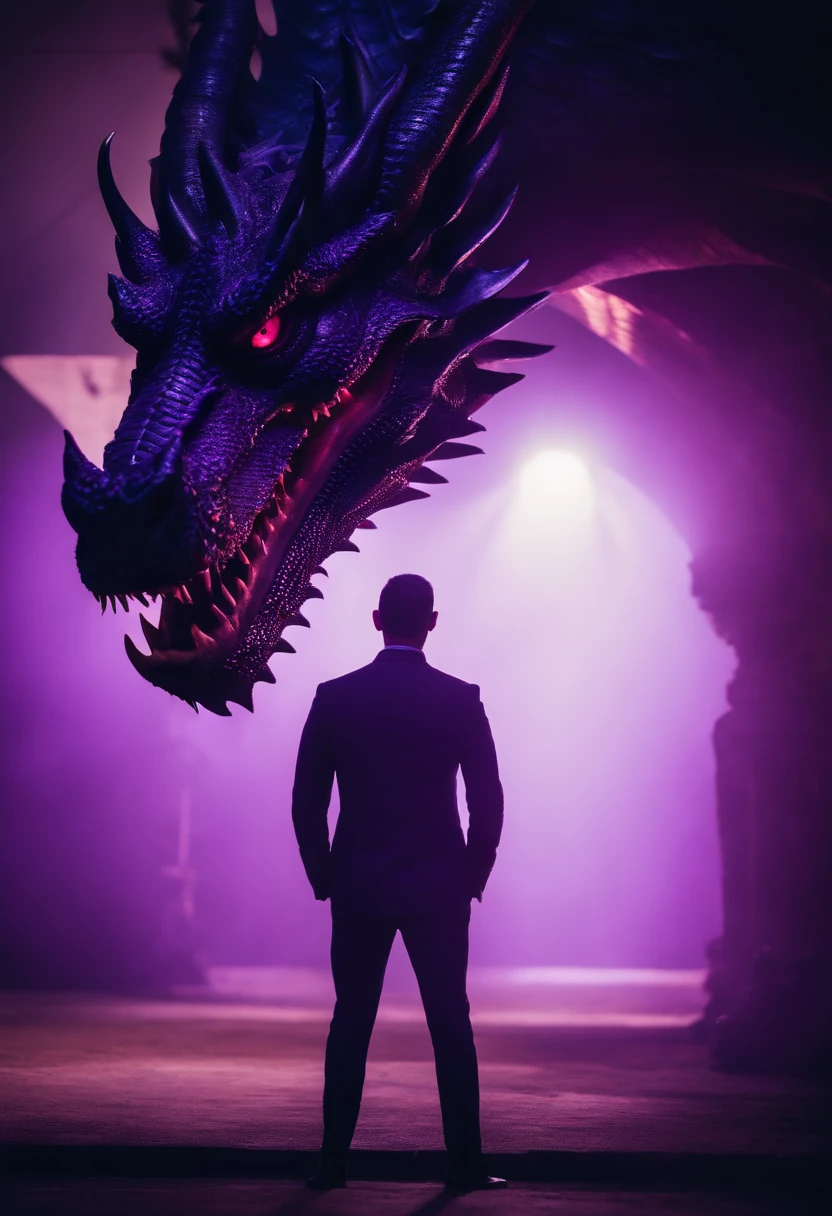 Man beside a Purple Dragon