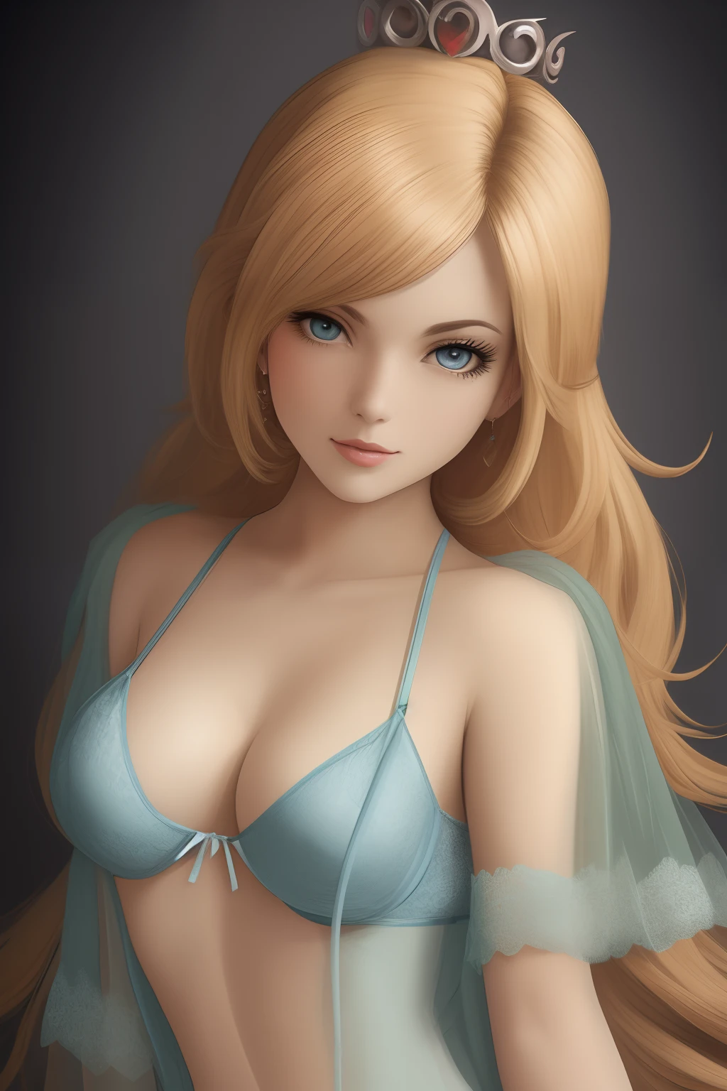 Princess Rosalina from mario, blue lingerie