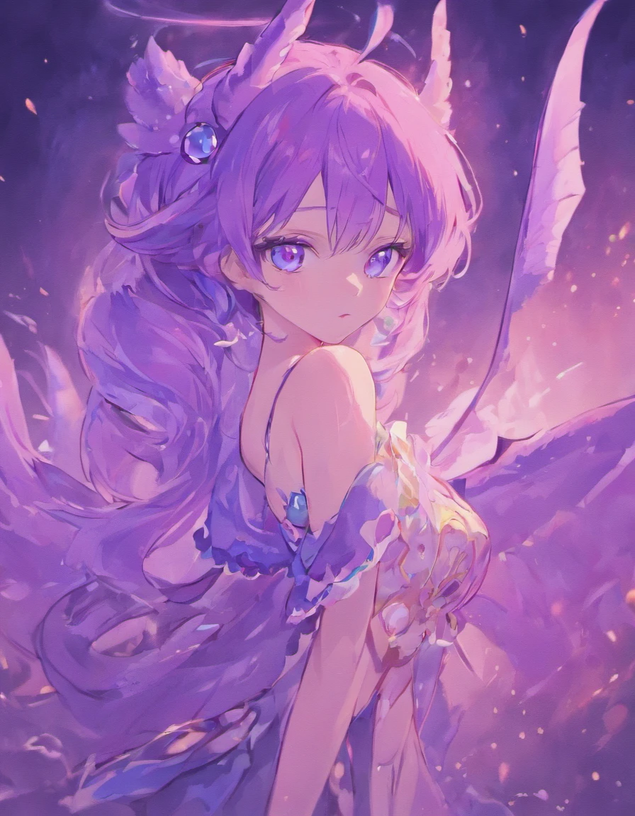 Little purple dragon with blue eyes, cute