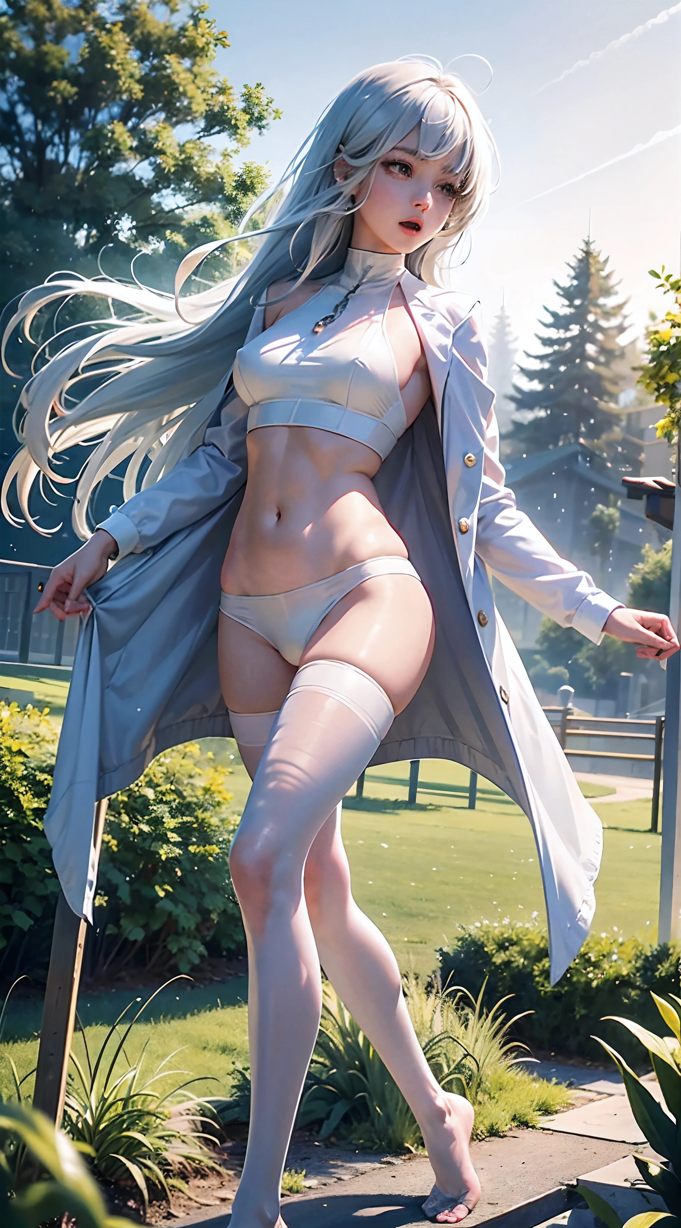 There is a stone statue in the middle of the forest, White silk pantyhose,open open mouth,spread their legs,Cute nose,cute and beautiful girl,The legs are relatively long,The chest is relatively large,Naked,,Face me below,The eyes are relatively large,Good facial features,Long hair,The reveal panties,The eyeballs are relatively large,sparkle in eyes,Tender feet,The nose is relatively large,White color hair,No shoes on,Time stops,A boy saw the girl running on the playground, and then stopped the time and walked over, and found that the girl was motionless, fixed in place, one foot in front and one foot behind, maintaining the running posture, the boy directly took off the girl's underwear, the boy touched and forced the girl with his hand, because the time stopped unresponsive, but also maintained the expression when running, no matter how he touched the girl's persecution, there was no response, the boy took off the girl's shirt and took off the girl's shoes, the boy admired the girl's persecution