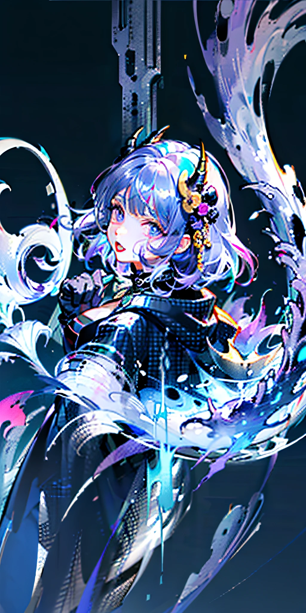 masterpiece, best quality, <lora:togami:1>,<lora:lq:1>,1girl, japanese clothes,white hair,short hair,thighhighs,holding, holding weapon, sword,