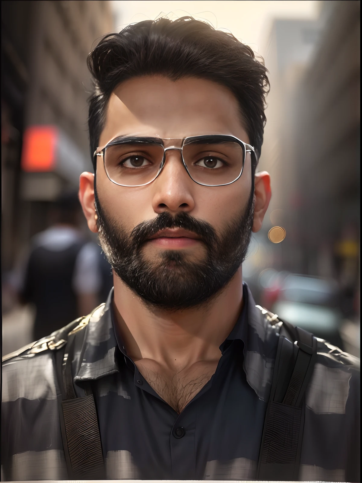 A close-up of a indian man with a beard and extreme detailed face, facial-symmetry, backpack, Good looking face, very attractive man with beard, handsome attractive face, Attractive man, with mustache, harsh good looking face, Handsome male, attractive male, Handsome man, Soft portrait shot 8 K, handsome and attractive, serious focussed look, shot with sony alpha, Very handsome, Very attractive