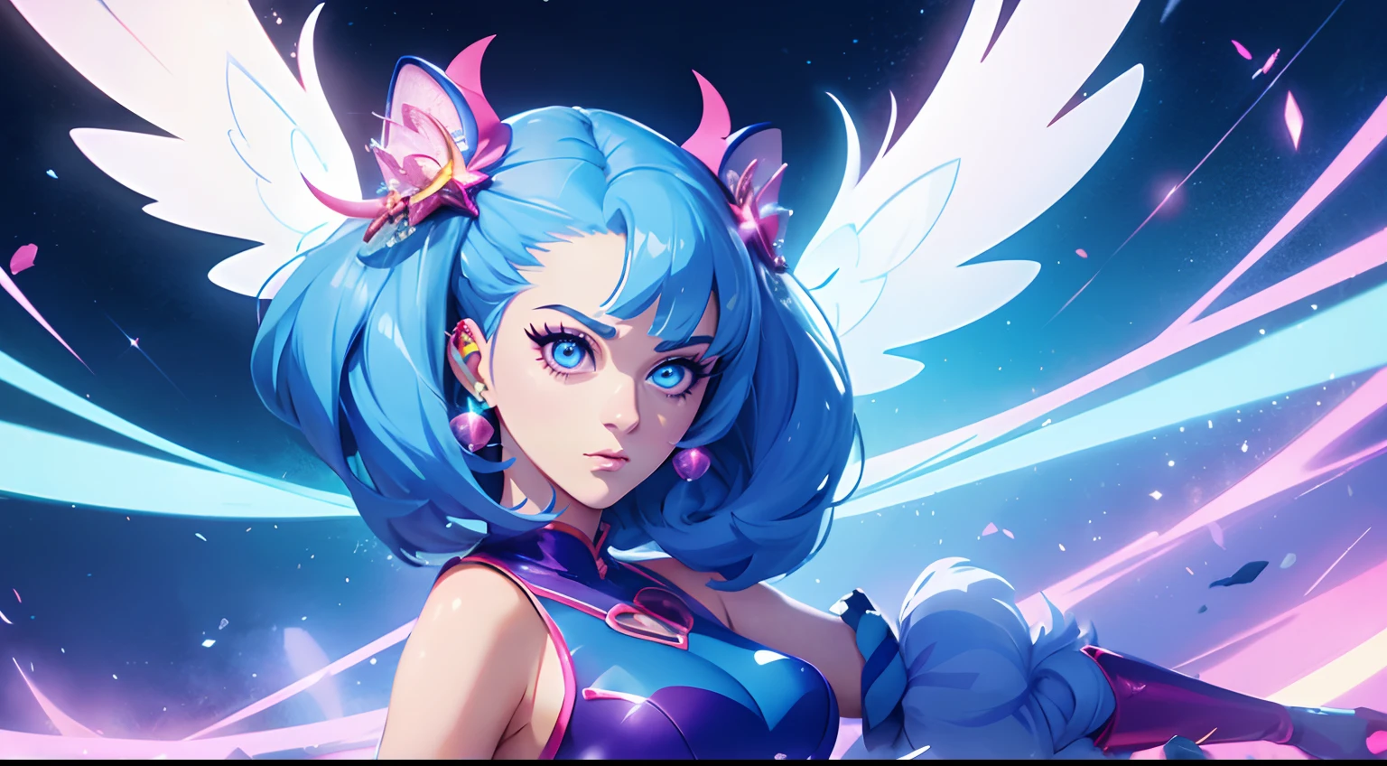 ((Katy Perry)), anime, colorful, anime art, luminescent, expressive eyes,