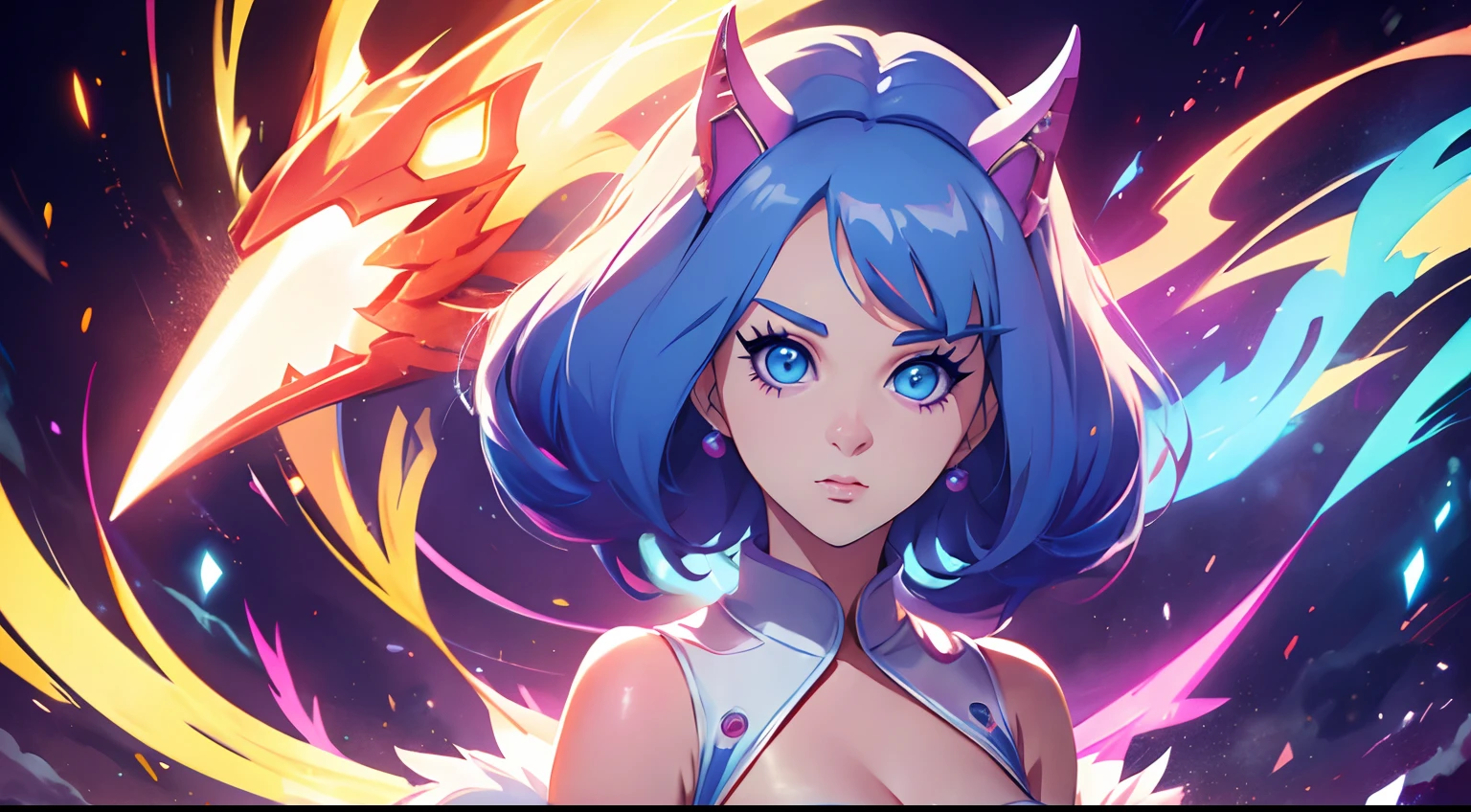 ((Katy Perry)), anime, colorful, anime art, luminescent, expressive eyes,