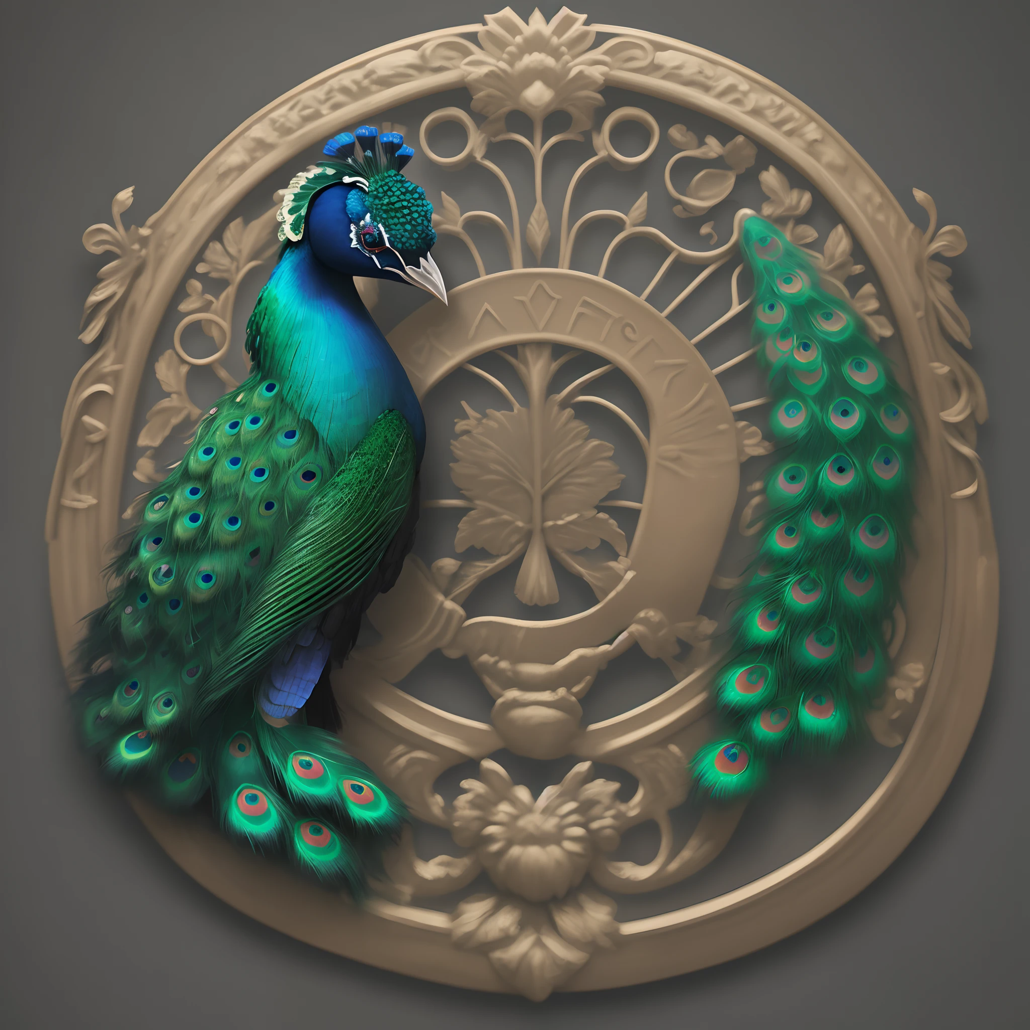 jade colored peacock symbol