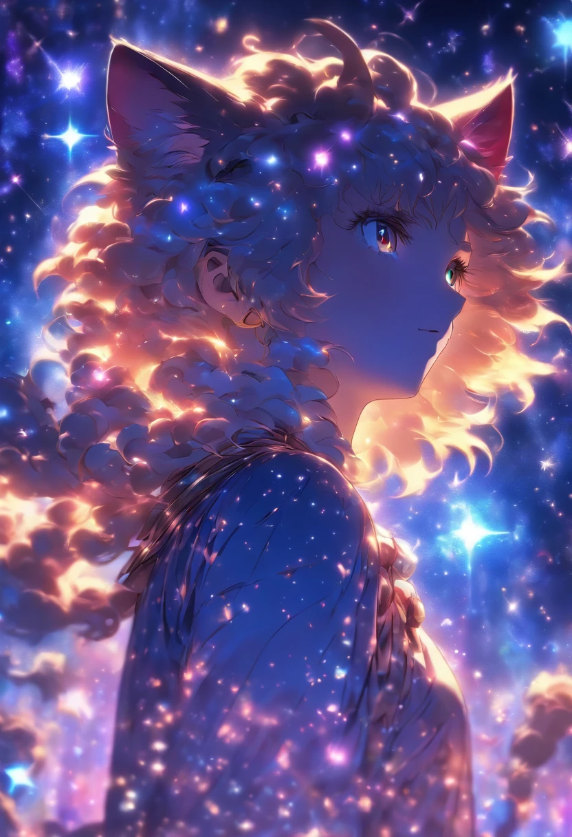 High quality, Ultra detailed, Masterpiece, intricately details, Ultra photo realsisim, Cinematic, Ultra HD 8K, The face behind the camera, Head facing the camera, Arch towards the camera, constellation, cat, Wonder, Fantastic, Extremely detailed,8K wallpaper, Masterpiece, Best quality, Ultra-detailed, Best illumination, Best shadow
