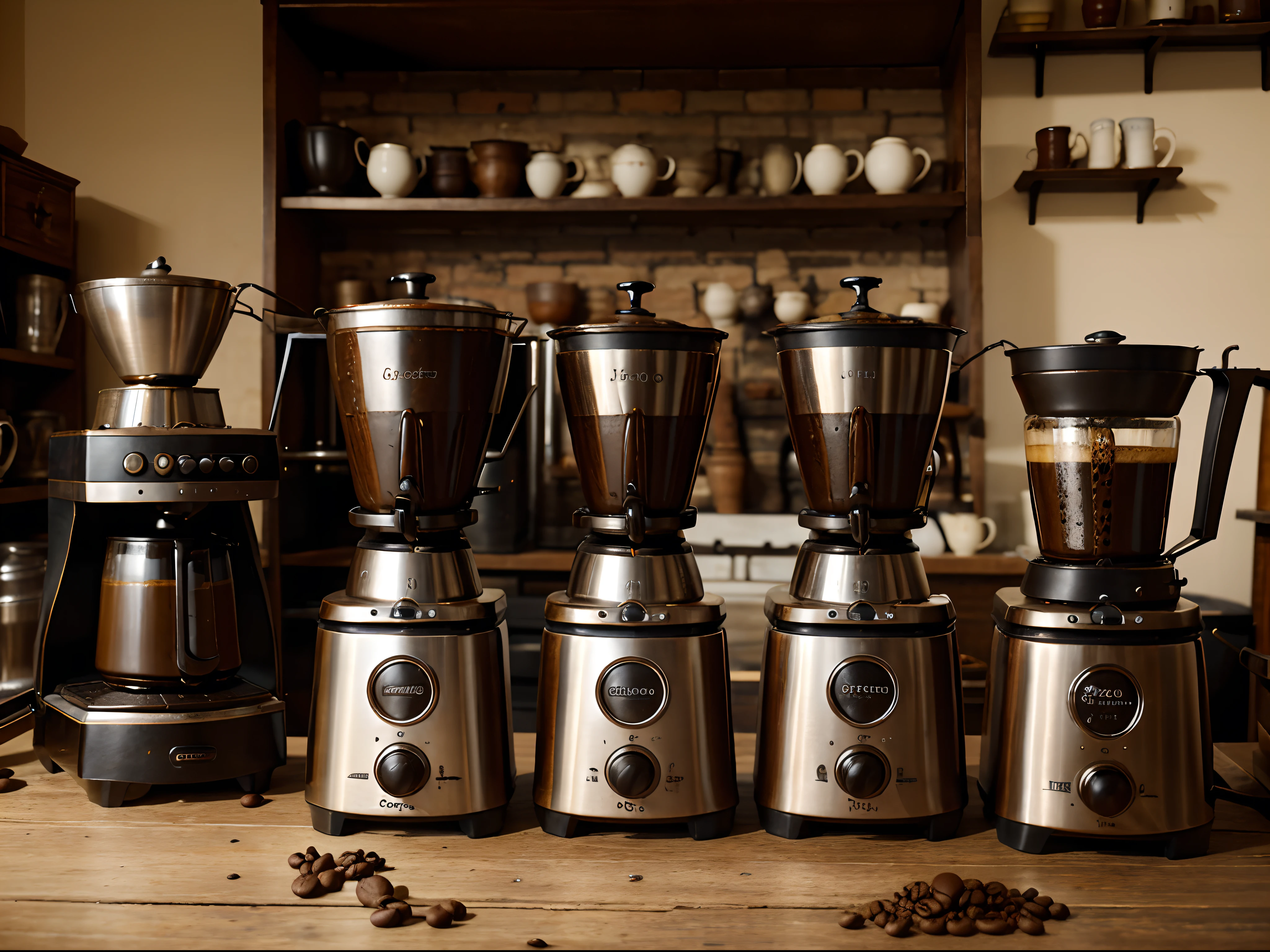 Coffee Artifacts: Antique coffee grinders, pots, and brewing tools showcasing the history of coffee preparation.