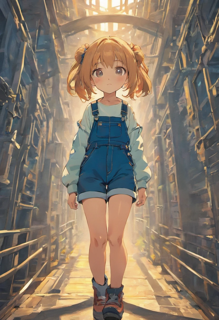 1girll,Legs,A girl in construction,(((Building))), Braided bangs,braidedponytail,(Solo:1.2),aprons,Thick thighs,side-tie panties, Bare hair, 16 yaers old,view the viewer, Sunlight,Hanfu,