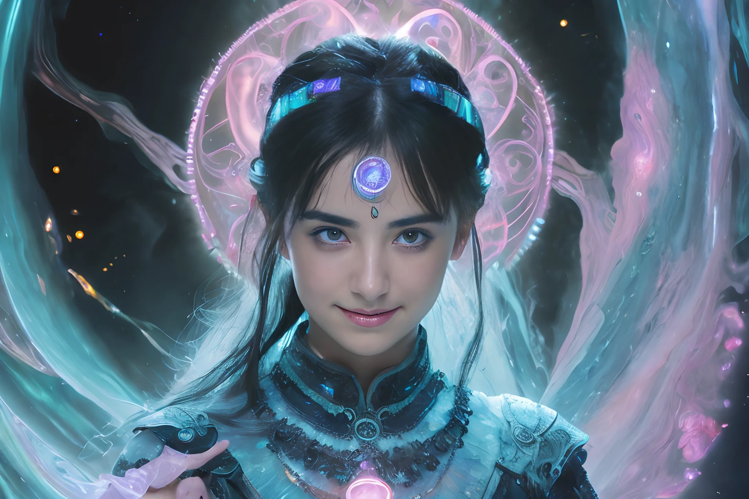 (Two beautiful age italian girls:1.6), Close friends, (They are hugging each other:1.2), Kiss her cheek or chest,(Detailed iridescent bodysuit with beautiful fractal or marble design:1.5)Incredible and spectacular scenes, ((High quality)), ((Detailed)), ((Fantasy)), Blue Plasma Brain, Green Plasma Body, Vulgarity, beutiful breast, obscenity, (Lewd smile:1.2), coarse, Obscene, mean, (raunchy:1.2), (Immoral:1.2), Lachish, (small breasts with beautiful raised pink areolas:1.5), (Cameltoe), (Expression of ecstasy:1.2), Photorealistic, Official art, unity 8k wall paper, 8K Portrait, Best Quality, Very high resolution, (Incredibly beautiful nature background:1.6), (18 years old:1.5), (Sexy and glamorous:1.1), (A coquettish expression:1.6), (seductively smiling:1.6), (Full body), (erotic posing:1.6), (Model Posing:1.6), Beautiful seductive face, Portrait, (Thick eyebrows:1.4), (Big scarlet eyes:1.2), Beautiful eyes with fine symmetry, (Ultra detailed eyes:1.4), (High resolution blue eyes:1.1), Intimate face, (ultra detailed skin texture:1.4), White skin, pale skin, Perfect Anatomy, Thin, (Beautiful toned body:1.5), Hair Bow, (Moist skin:1.2), full of sweat, No makeup, (dark circles:1.1), Good anatomy, Focus Face, good-looking, (Emilia Clark:0.6) (Emma watson:0.3),(Jennifer Connelly:0.4), (sensual face:1.5), Elegant face, Nice, Dolce, (Around her neck is a simple necklace of exquisite workmanship), (Bioluminescence with brilliant brilliance:1.4), (Luminous magic circle:1.5), Ruins of an ancient castle, Shining majestic cloud masses and sky, lightning bolt, Epic Realistic, (Greg Rutkowski:0.8), (teal and orange:0.4), (Art Station:1.5), Cinematic, (nffsw:1.5), Hyper Detailed, Dramatic light, (Intricate details:1.1), Beautiful black hair, (Wearing a gauntlet with a dense and very beautiful design decorated with jewels:1.1), small chest
