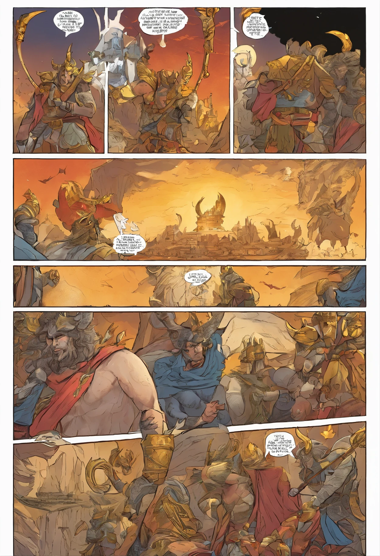 A Minotaur whose fur is white. He is a prince. He wears a simple gold crown and heavy armor. He wields a war-pick and a shield that has the sun and the moon on it. On his hip he has sheathed a sword whose blade glows the color of the moon