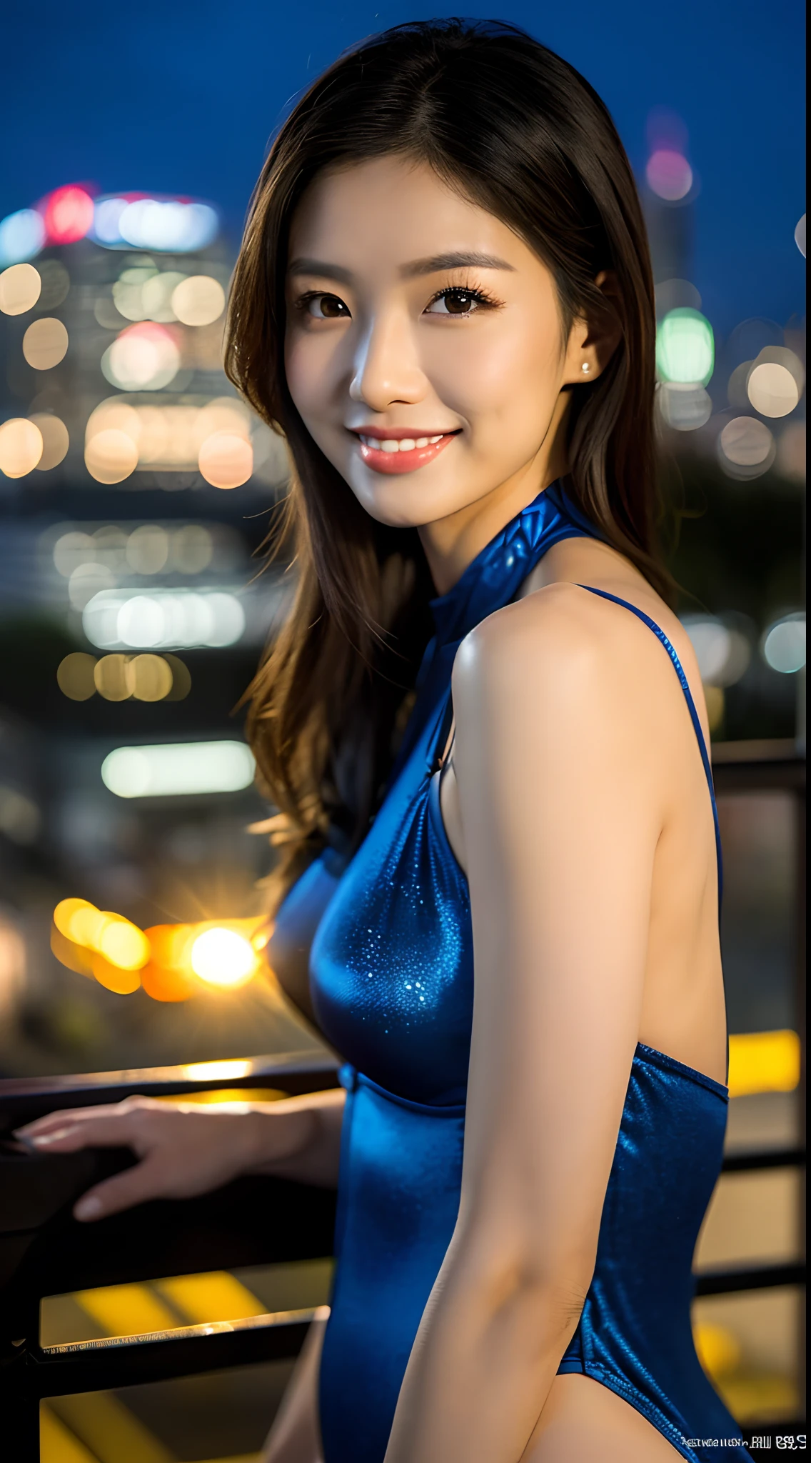 ((full bodyesbian))、(((leotard)))、(((In the city at dusk)))、((1人))、((A sexy))、((Beautiful adult woman))、((A slight smil))、((Glamour))、Photorealsitic、Beautiful detailed eyes、Hyper-Realism、highcontrast、Ultra HD、realistic skin textures、Top image quality、top-quality、超A high resolution、Fine details、Very meticulously