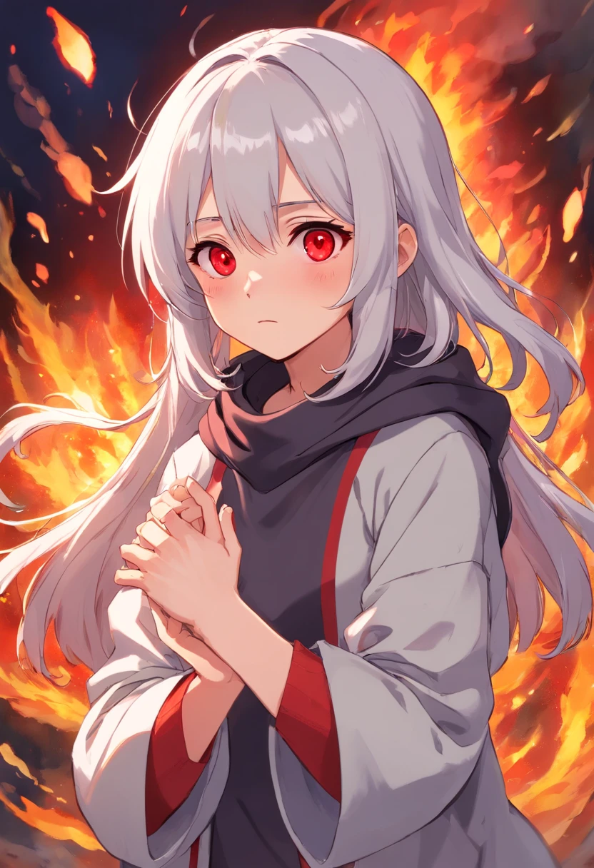 1 girl, bangs, white hair, red eyes, robotic sleeves, sad, covered eye, covered eye, right eyepatch, right eyepatch, metal scarf around neck, high resolution, black sweatshirt, white polo shirt, sleeves long, look up, blow, sad, alone, straight hair, upper body, hooded jacket, set in fire, bloody tears, bathed in blood, wounded arm
Negative prompt: nsfw,worst quality, low quality, normal quality:1.4), lowres, skin spots, acnes, skin blemishes, age spot, glans, extra fingers, fewer fingers, strange fingers, ((bad hand)), Hand grip, (lean), Extra ears, (Four ears), Strange eyes, (three arms), Many hands, (Many arms), ((watermarking))
Steps: 20, Size: 1024x1024,
Model: 【Final】Illustration CG artist, Sampler: DPM++ 2M, CFG scale: 7