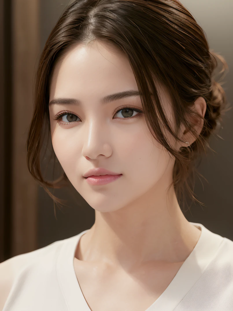 ((masterpiece、top-quality、realisitic、ultra-detailliert、hight resolution、Photorealsitic))、High contrast、High color saturation、close-up shooting、Beautuful Women、3/5 shots、Focus from the chest up、30-years old、short-hair 、blushed face、((Normal body shape、Tall pretty woman))、 (((sports wear)))、erect through、Highly detailed facial and skin texture、A detailed eye、Look at viewers、Realistic lighting、Back lighting、Facial light、raytrace、 (Top quality real texture skins)、finely eye、finerly detailed face、close up of face、 Mood up the body line、Improve skin texture