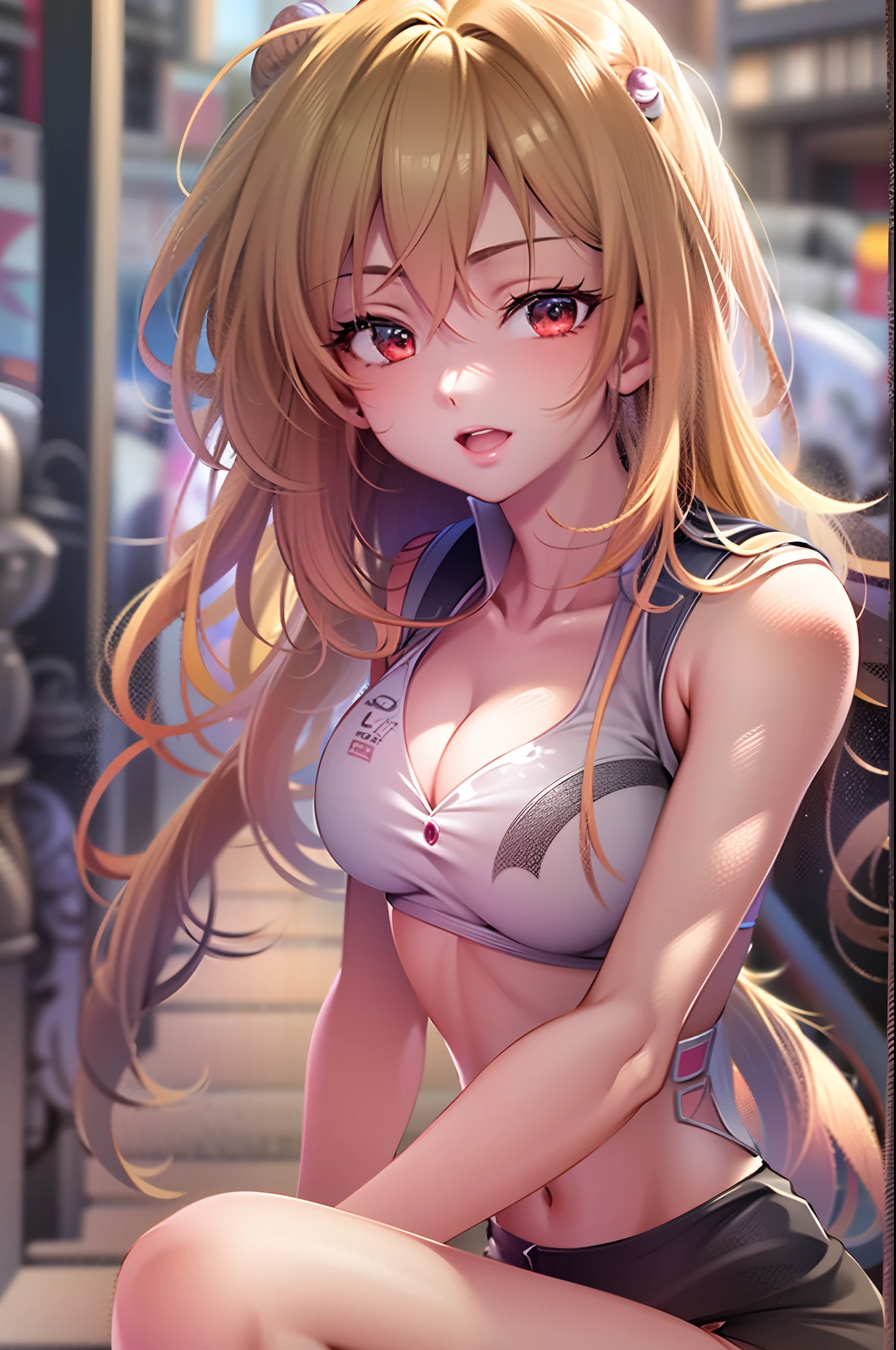 (Best quality,4K,8K,A high resolution,Masterpiece:1.2),Ultra-detailed,(Realistic,Photorealistic,photo-realistic:1.37),Anime girl posing in bikini on the street, seductive anime girls, Cute girl with anime visuals, Petite and elegant Lori, Smooth anime CG art, Top anime girls, long-haired blonde anime girl, Beautiful and seductive anime teenager, attractive anime girls, style of anime, Anime goddess, anime visual of a young woman, Anime art style from Pixiv, A work of art featuring Praranly Soroux - Pixiv, Vibrant colors, Dynamic lighting