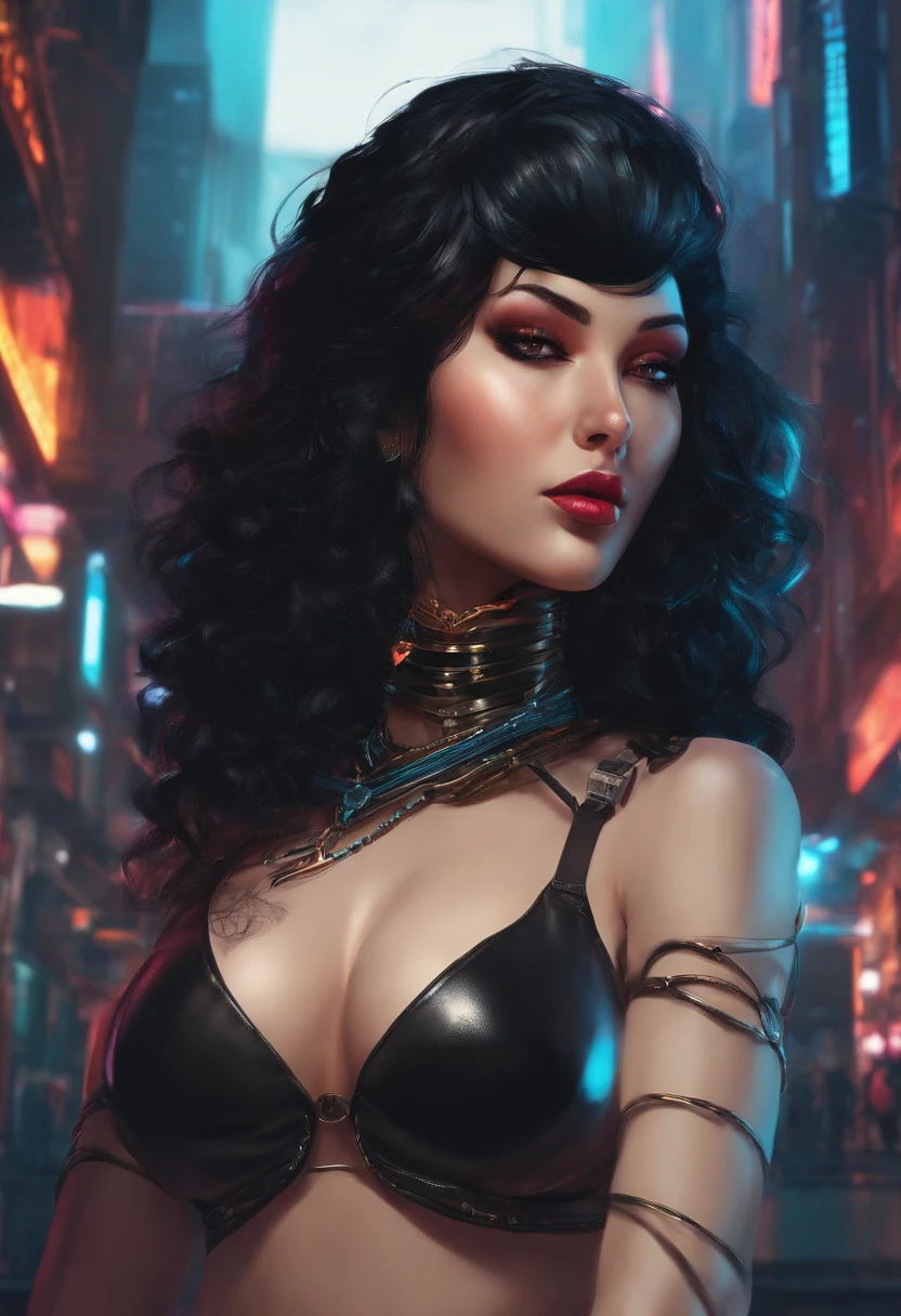 big ass cyberpunk girl with black hair ,big boobs