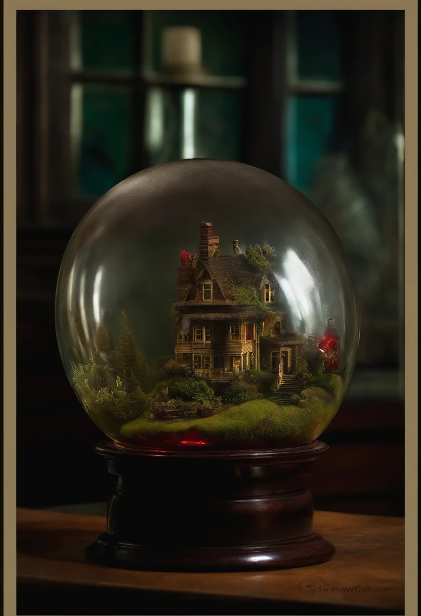 a zombies around the house of the dead  , contain within a sphere glass bottle