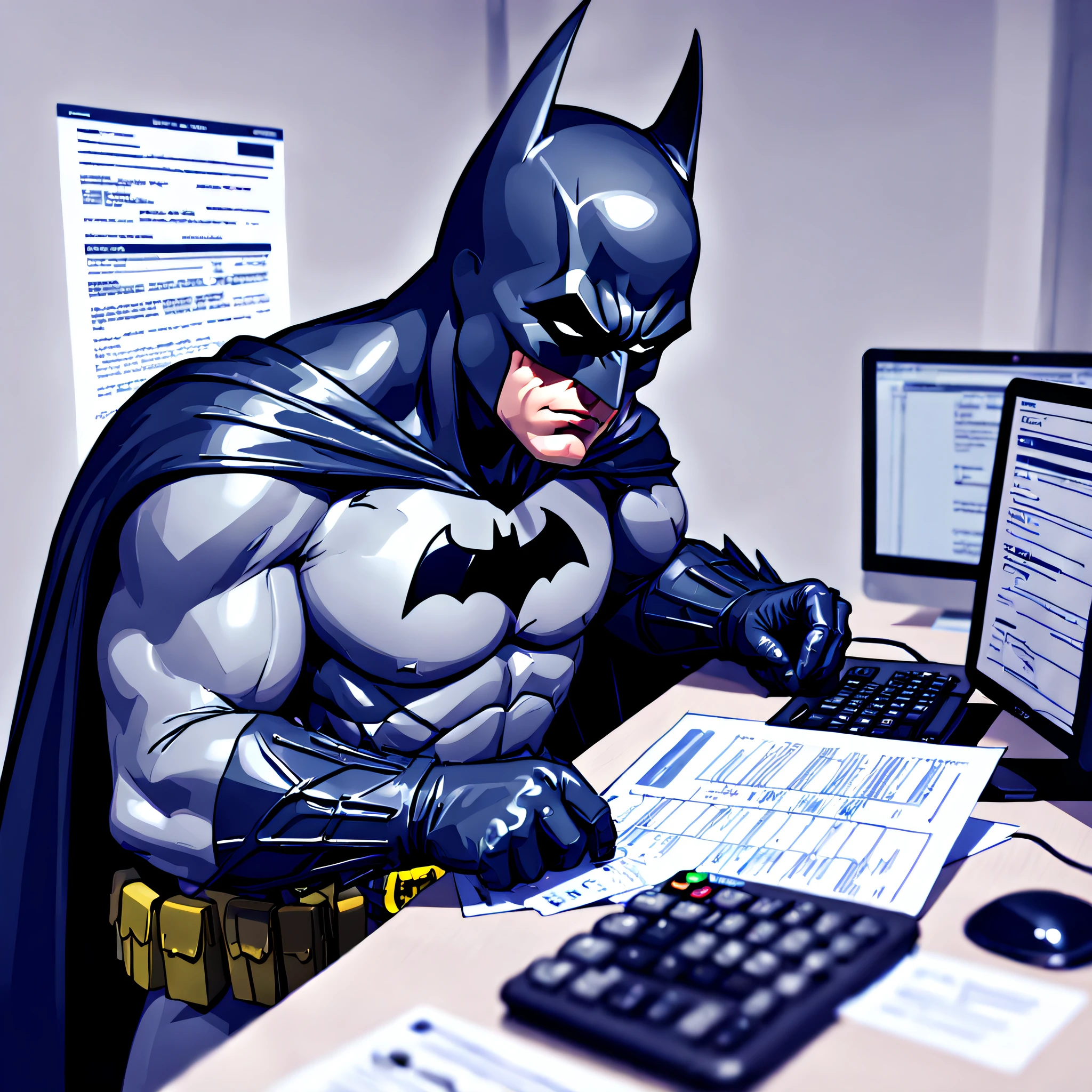 ASCIIbatman filing out his taxes