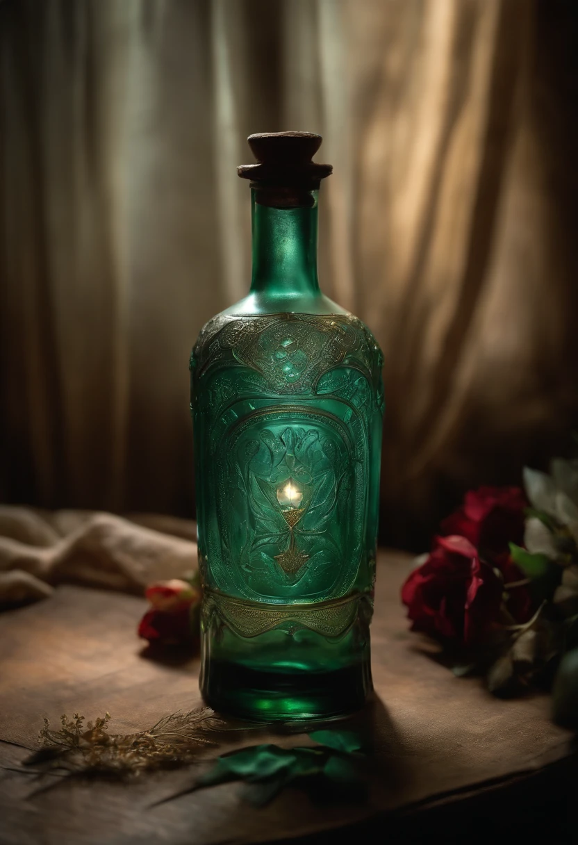 a spirit ghost came out the house of the dead , contain within a bottle glass bottle