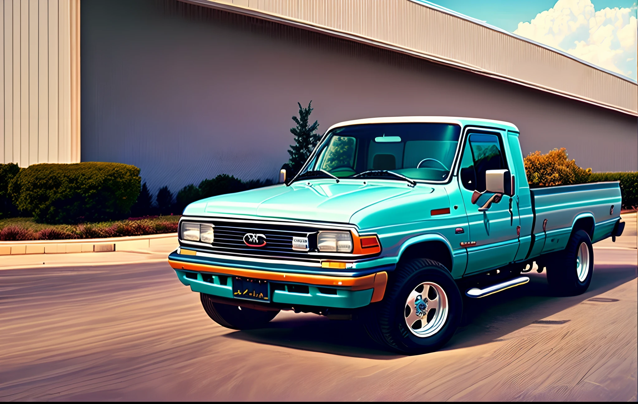 A light blue 1994 GMC K1500 Sierra SLE extended cab sitting in a high school parking lot
