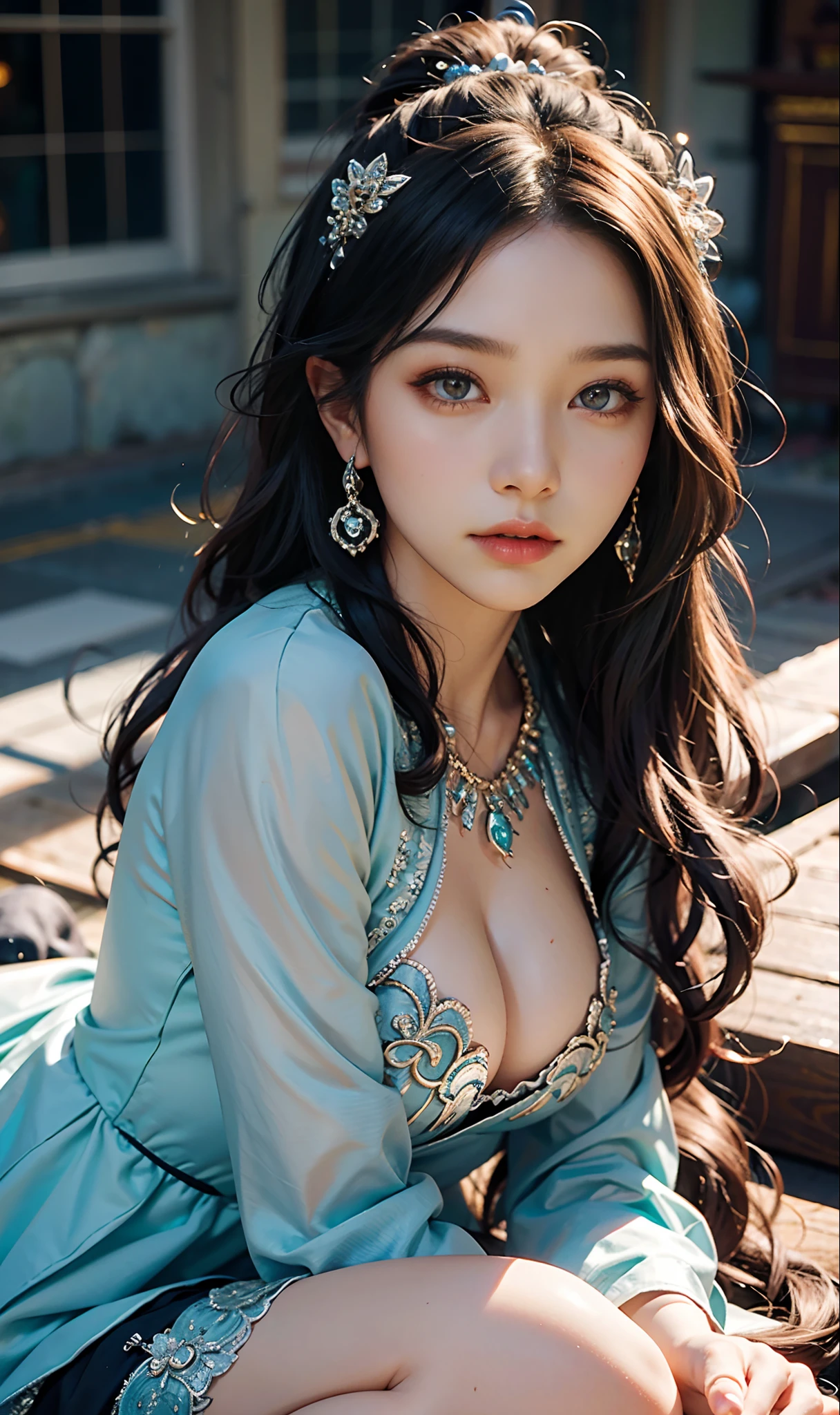 Noble Woman,jewelry,Jade foot,depth of fields, A high resolution, ultra - detailed, filigree, RAWE is very detailed, very detailed eyes and faces, Sharp pupils, realistic pupil, tack sharp focus, cinmatic lighting,full bodyesbian,Bigboobs,long leges,From the front side,banquet,dynamicposes,Normal posture,closeup of face,pureerosface_v1,ulzzang-6500-v1.1,