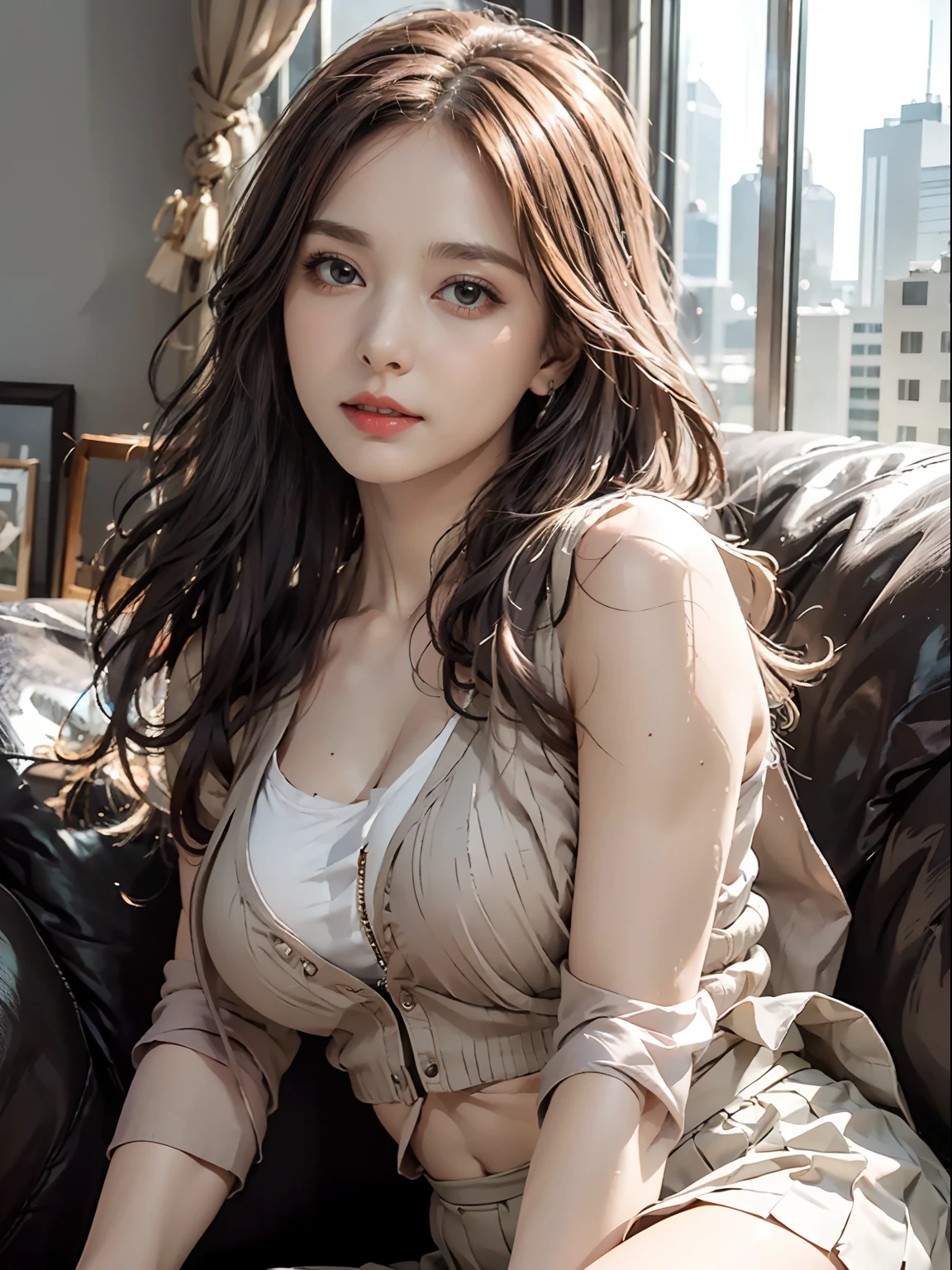 ((Realistic lighting、top-quality、8K、masterpiece:1.3))、Clear focus:1.2、NSFW:1.5, nudde:1.5、((realisitic)) , ((Real Light、top-quality))、Model body type:1.2、(brown haired、middlebreasts:1.2)、Luxury、Fashionable、A sexy、Southland、lying on one's side on bed、Open your legs、(23years old:1.4)、hyperdetailed face、A detailed eye、二重まぶた、eye line、Troubled face