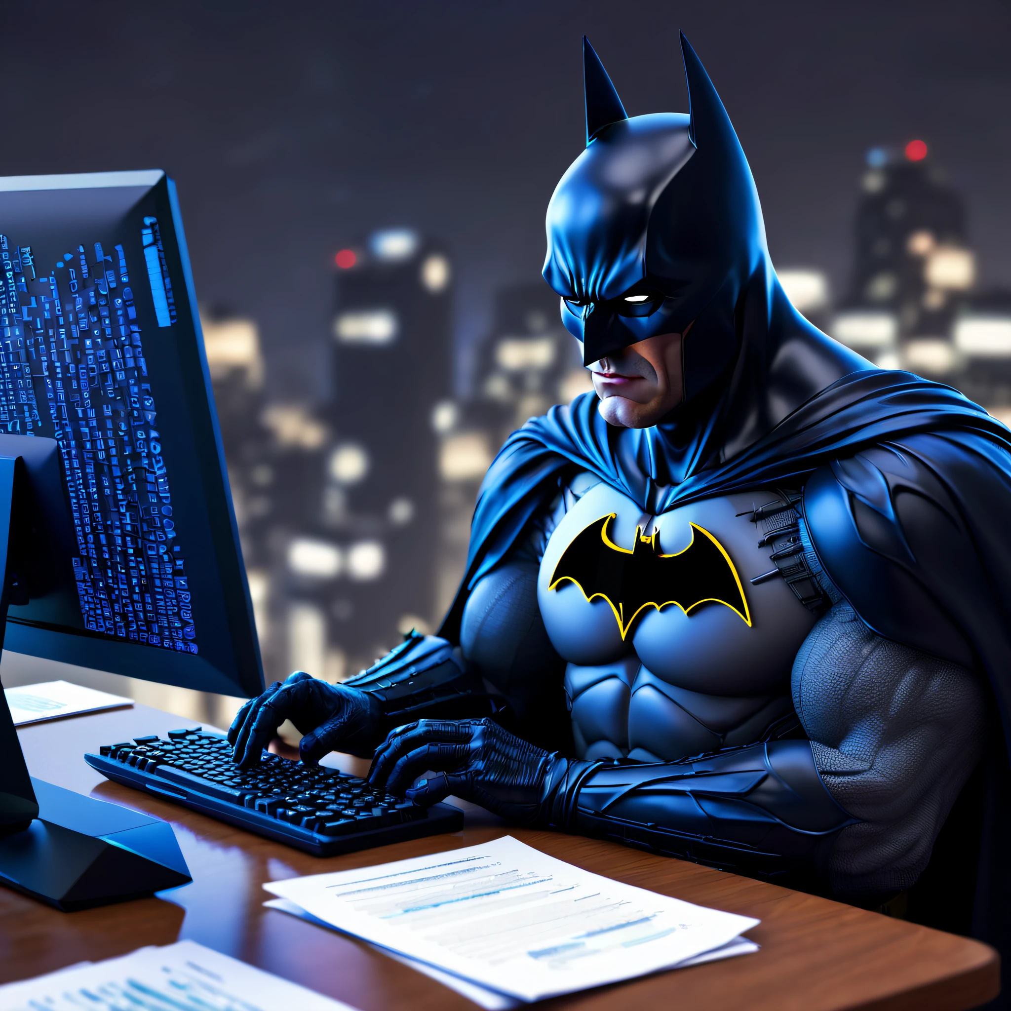 ASCIIbatman filing out his taxes