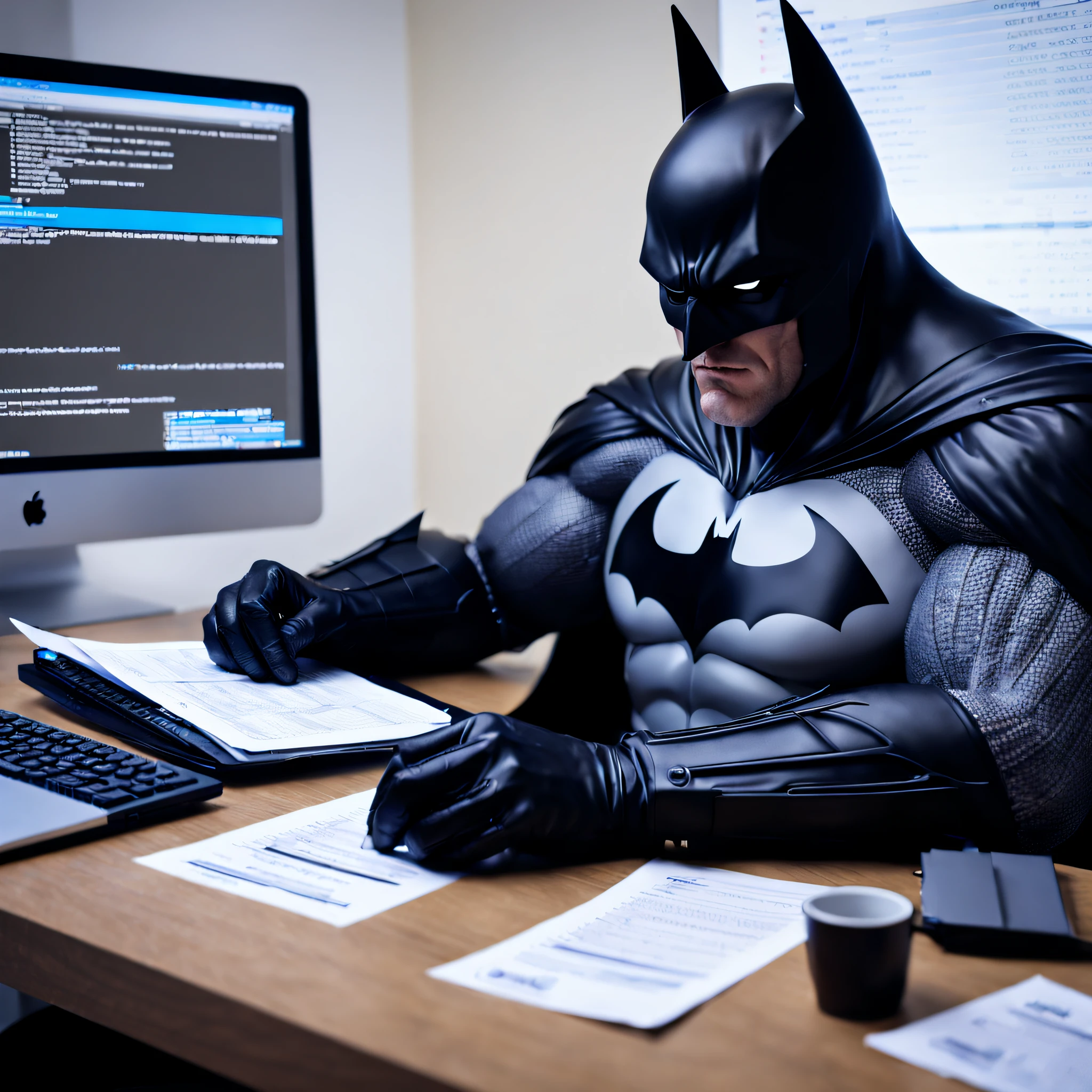 ASCIIbatman filing out his taxes