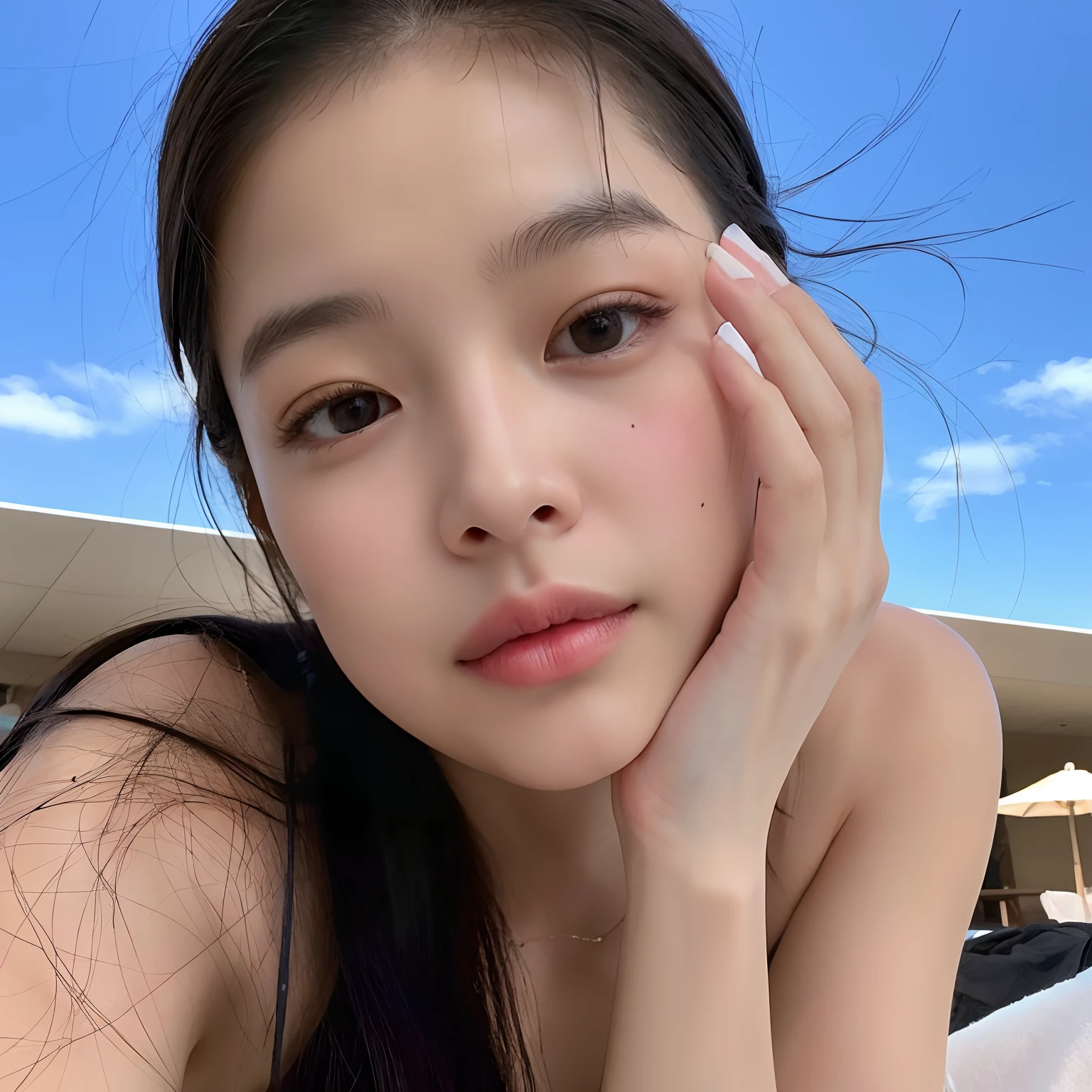 Un primer plano de una mujer acostada en una toalla en una playa, Blackpink Jennie, Gongbi, Joven y adorable rostro coreano, Heonhwa Choe, Hermosa mujer surcoreana, young cute wan asian face, Jaeyeon Nam, Wan adorable cara coreana, Wenfei Ye, Hermosa joven coreana, Lee Ji-eun, Lee Ji - Eun, Gemma Chen