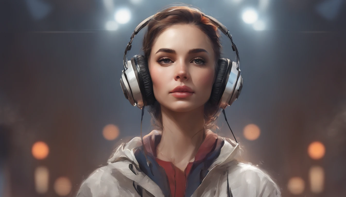 Perfect centering, Cute kitten, Wear a student team jacket, Wearing headphones, cheerfulness, Standing position, Abstract beauty, Centered, Looking at the camera, Facing the camera, Approaching perfection, Dynamic, Highly detailed, Smooth, Sharp Focus, 8K, hight resolution, Illustration, art by carne griffiths and wadim kashin, White background