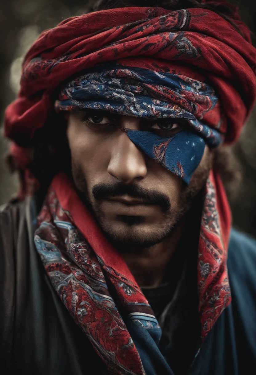 serial killer with his face covered by a bandana