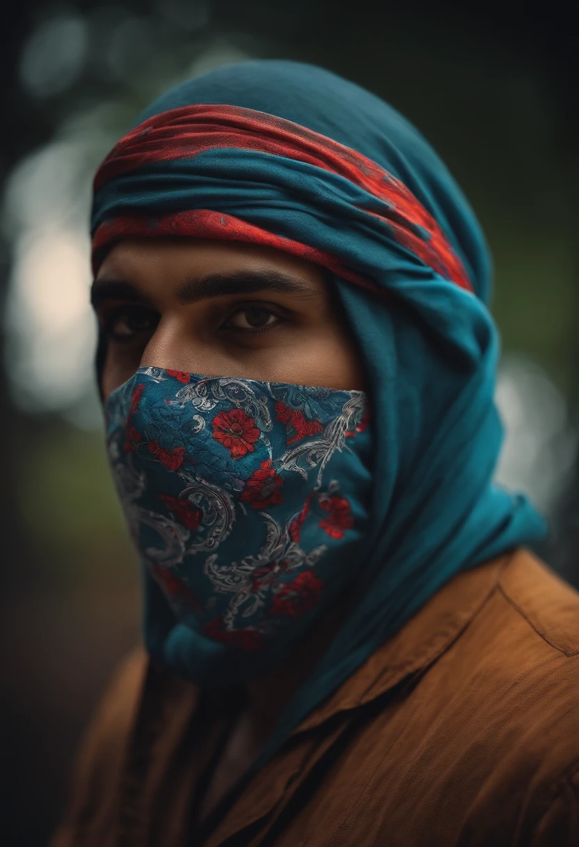 serial killer with his face covered by a bandana