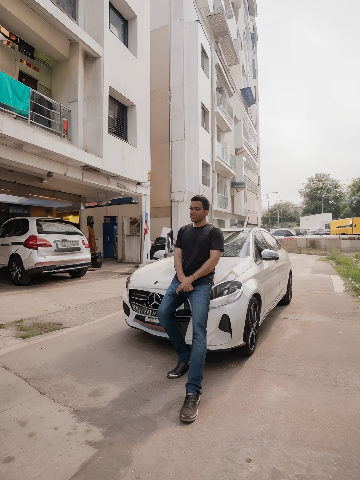 Change the car to Mercedes-Benz c class in a metro city