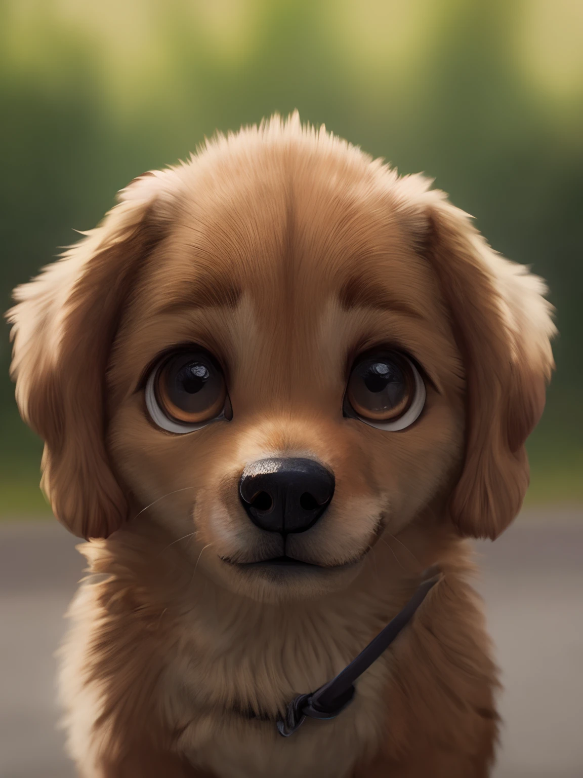 brown on the snout and with a leash