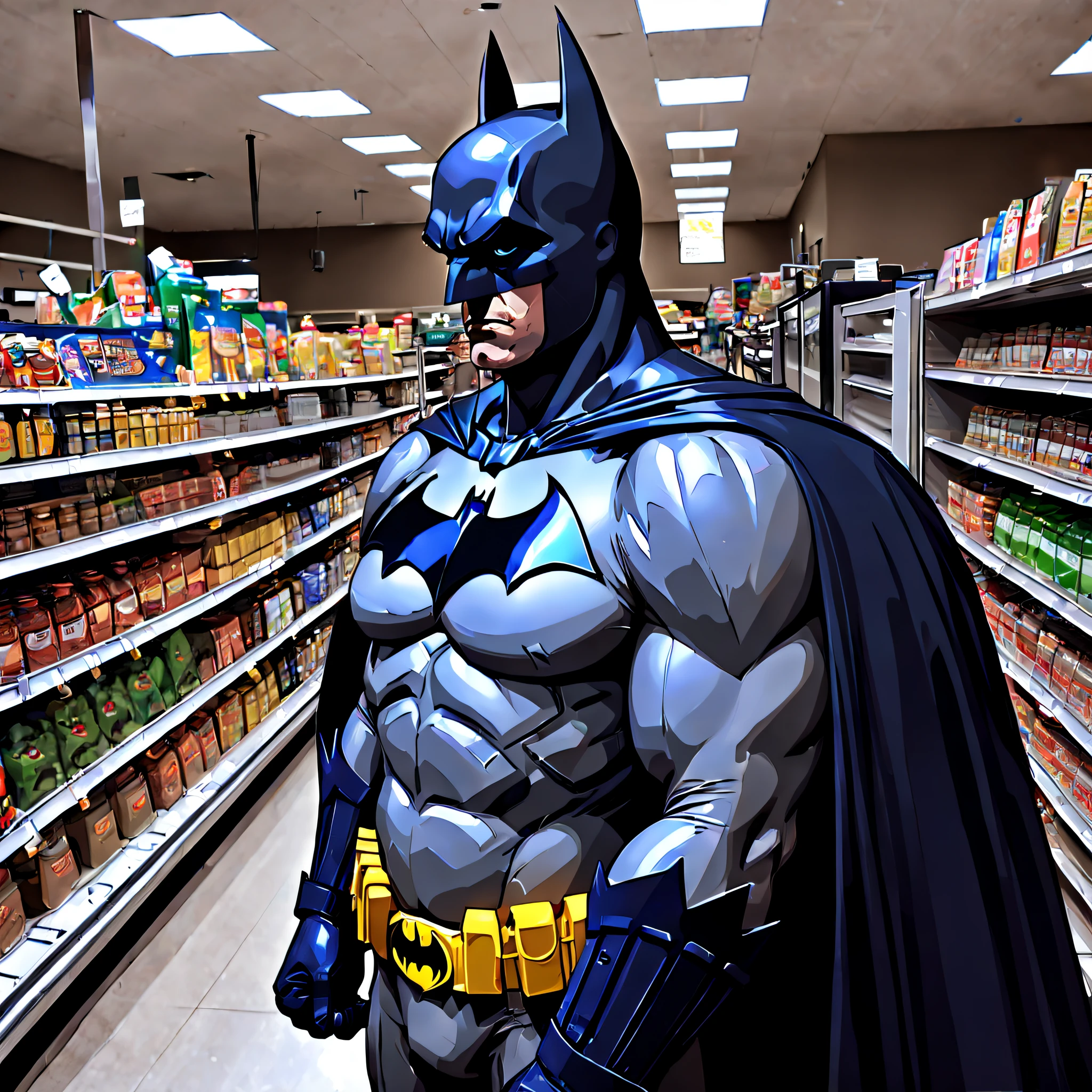 ASCIIBatman waiting in line at the grocery