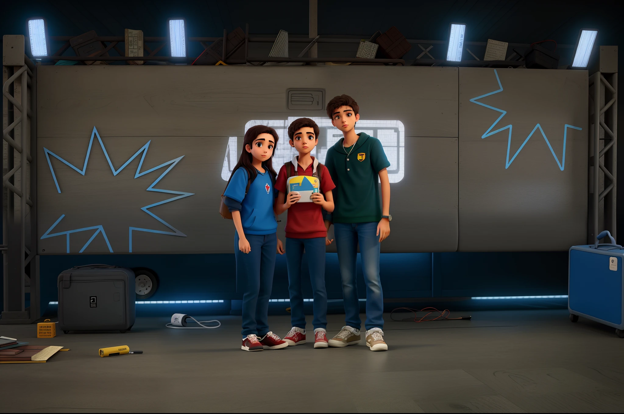 Um adolescente com duas pessoas ao lado, alta qualidade, melhor qualidade