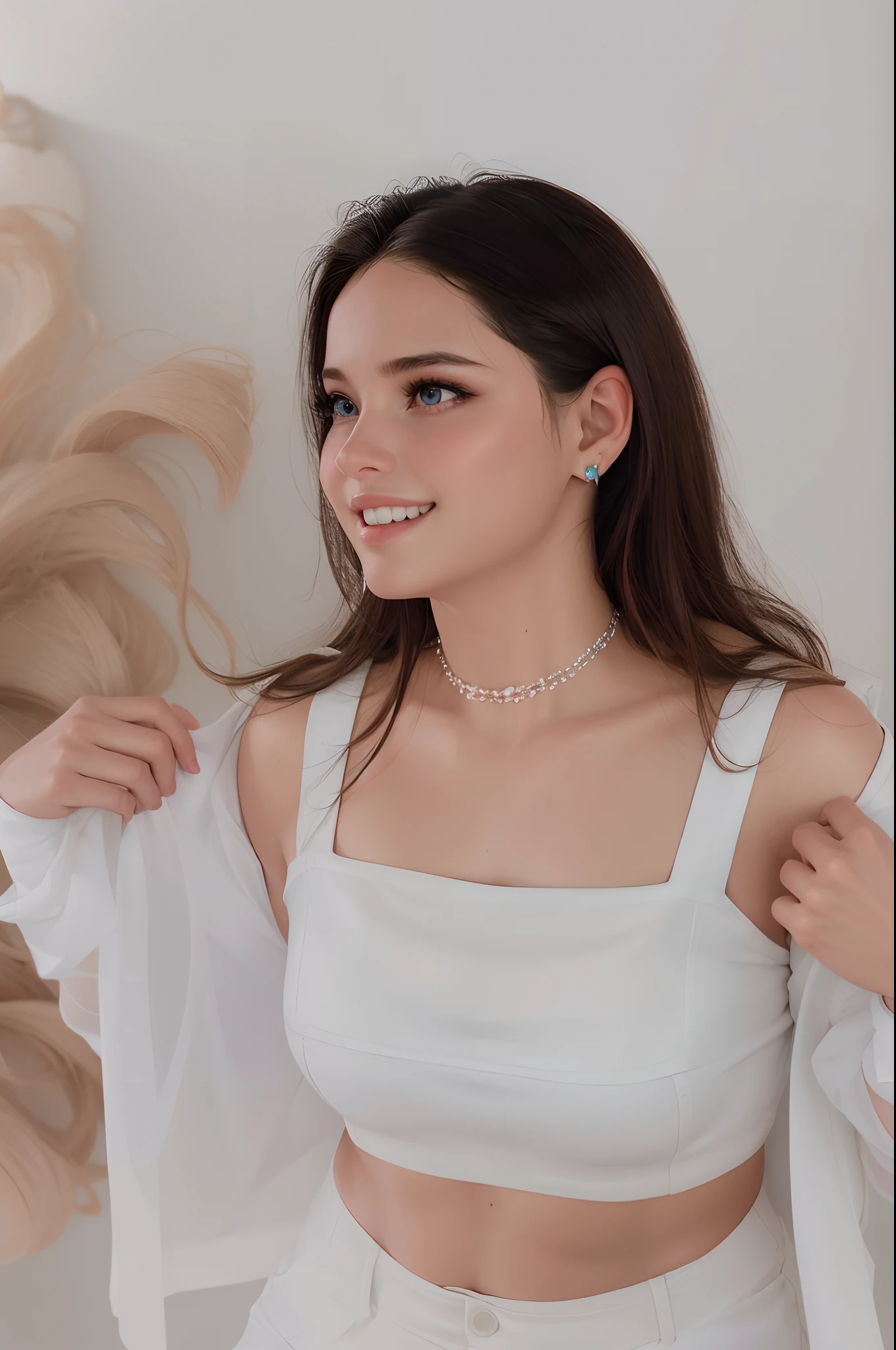 1girl, vestindo fantasia de supergirl rasgada, voador, corpo firme, olhos azuis.