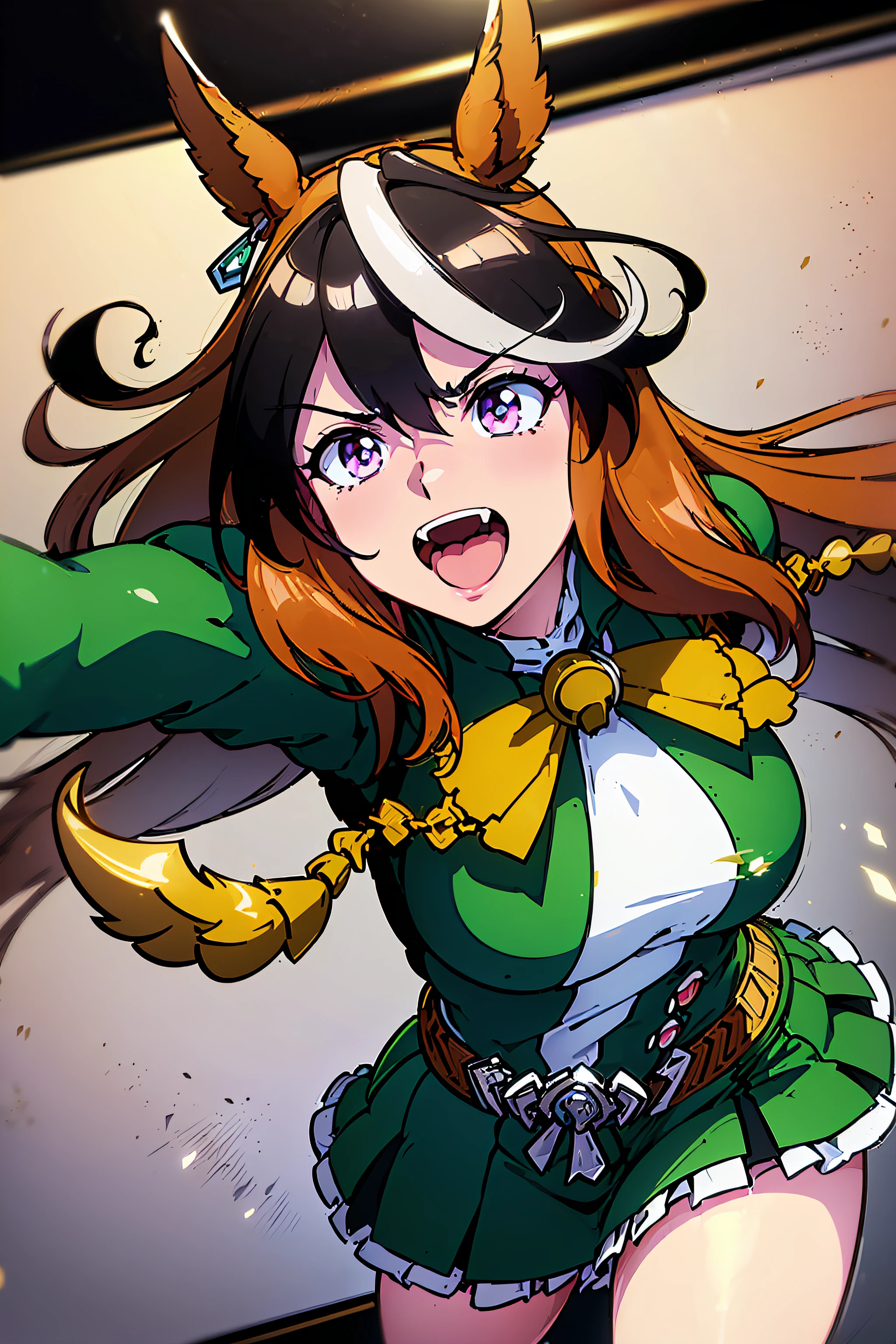 (top-quality:1.3), (​masterpiece:1.4),(Anatomically correct), (Full limbs),(complete fingers),(Precise fingertips), (Fine details),(8K),Photorealista,(Super Detail),(90s Anime,9 0 s anime,9 0 s anime style,anime cels,cel shaded anime),(Symboli_Rudolph:1.52),Green military uniform,Green skirt,decoration,
(Running:1.37), (1人の女性:1.5), Beautiful face, Intense lighting),raw, Dramatic light,Violence Everywhere,(joyous expression:1.4), (Raging Eyes:1.2), ),spell magic, Magic Circle, ((magic in hand)),(using light magic:1.14),imaginative overlays, artistic fusion,fantastical scenes, evocative narratives, striking visuals,