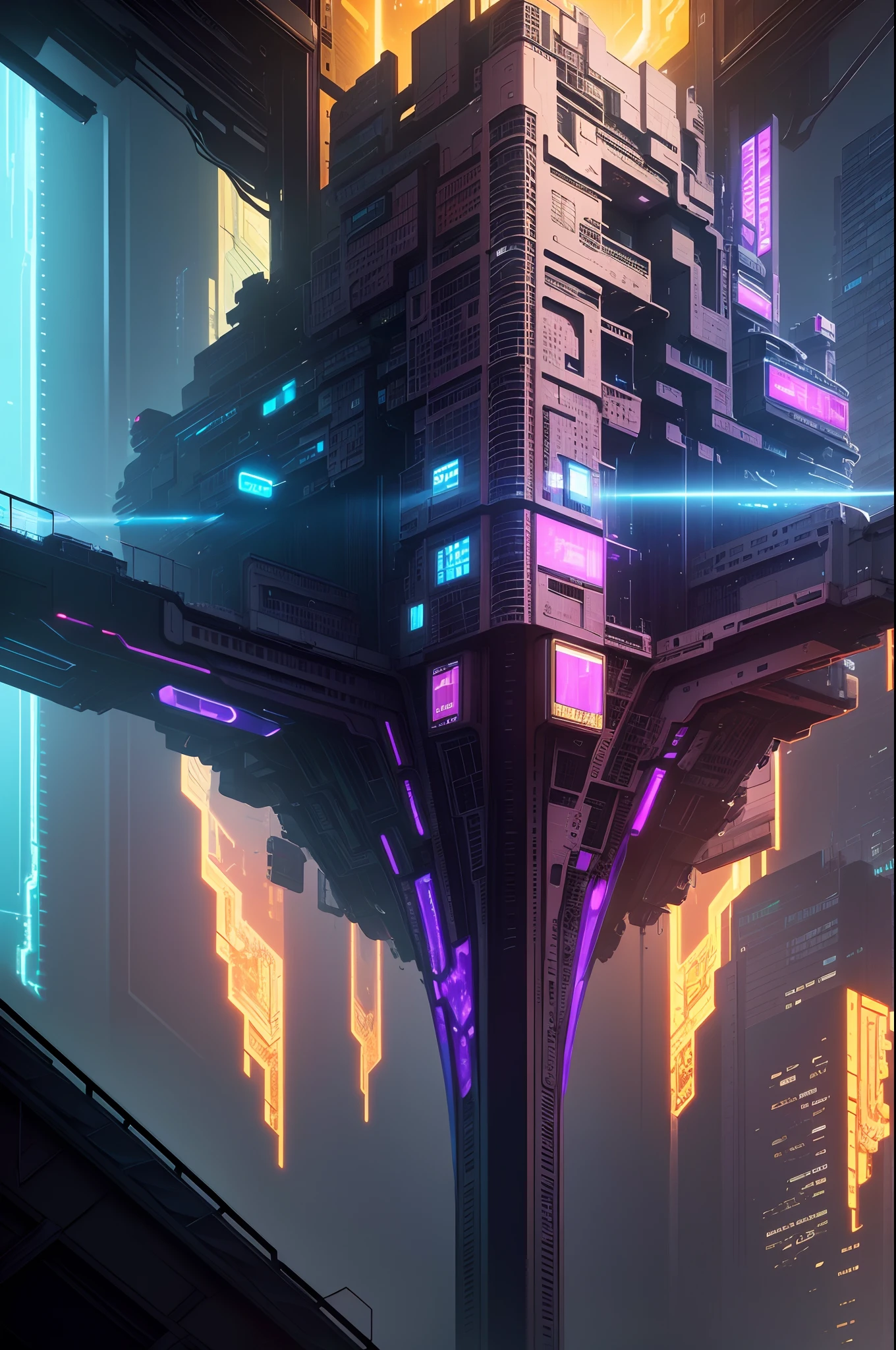 Masterpiece, top quality, best quality, official art, beautiful and aesthetic:1.2, extreme detailed, (fractal art:1.3) In the heart of a neon-lit metropolis, the Cyberpunk City Loft awaits. Your home is a fusion of sleek modernity and cyber-enhanced wonders. Its towering glass walls offer breathtaking views of the sprawling urban jungle, where technology and grit converge