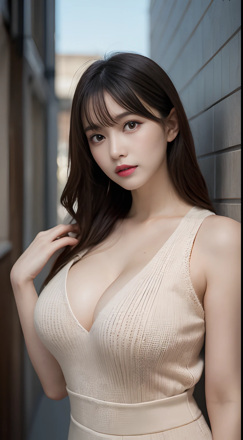 masutepiece, Best quality, illustration, Ultra-detailed, finedetail, A high resolution, 8K wallpaper, Perfect dynamic composition, Beautiful detailed eyes, Natural lips, sexy knitted dress , Big breasts, cleavage, Random sexy pose, full bodyesbian