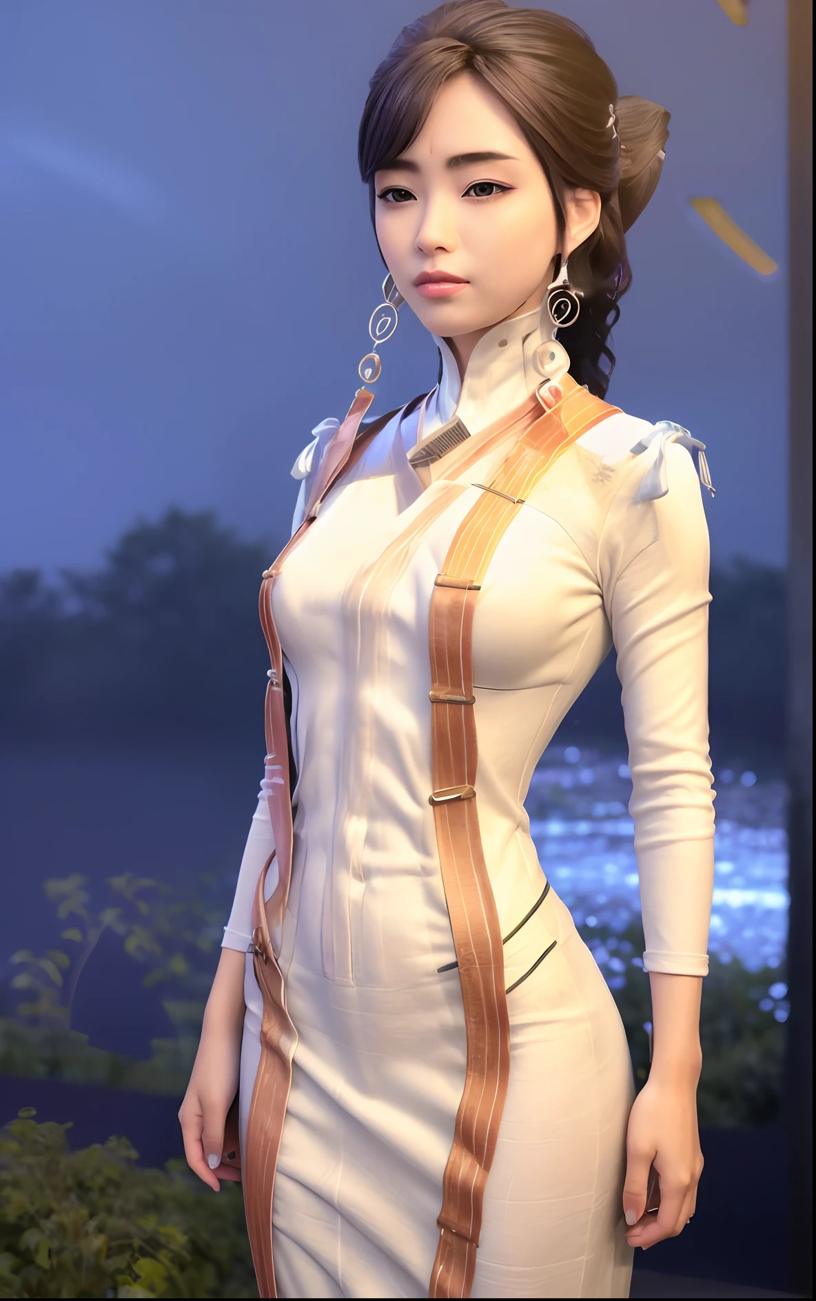 A beautiful woman in a Tang costume wearing a bow
