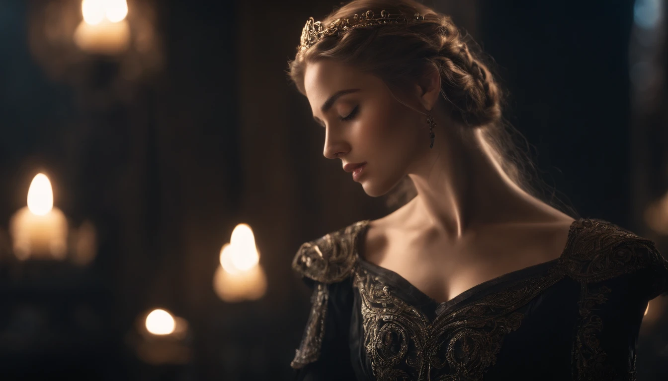 a close up of a woman ,fantasy art, stunning character art, digital anime art, black transparan dress
