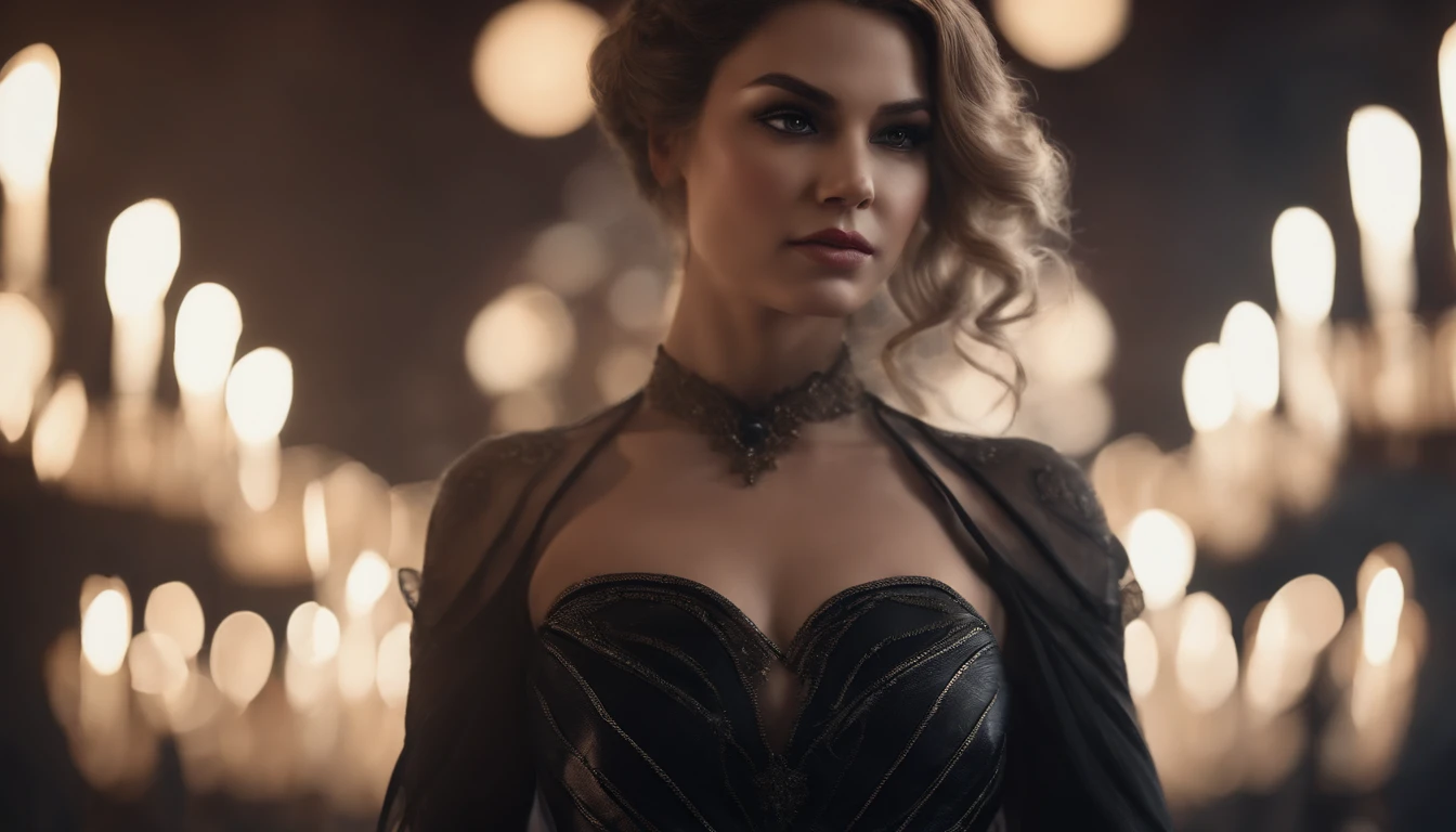 a close up of a woman ,fantasy art, stunning character art, digital anime art, black transparan dress