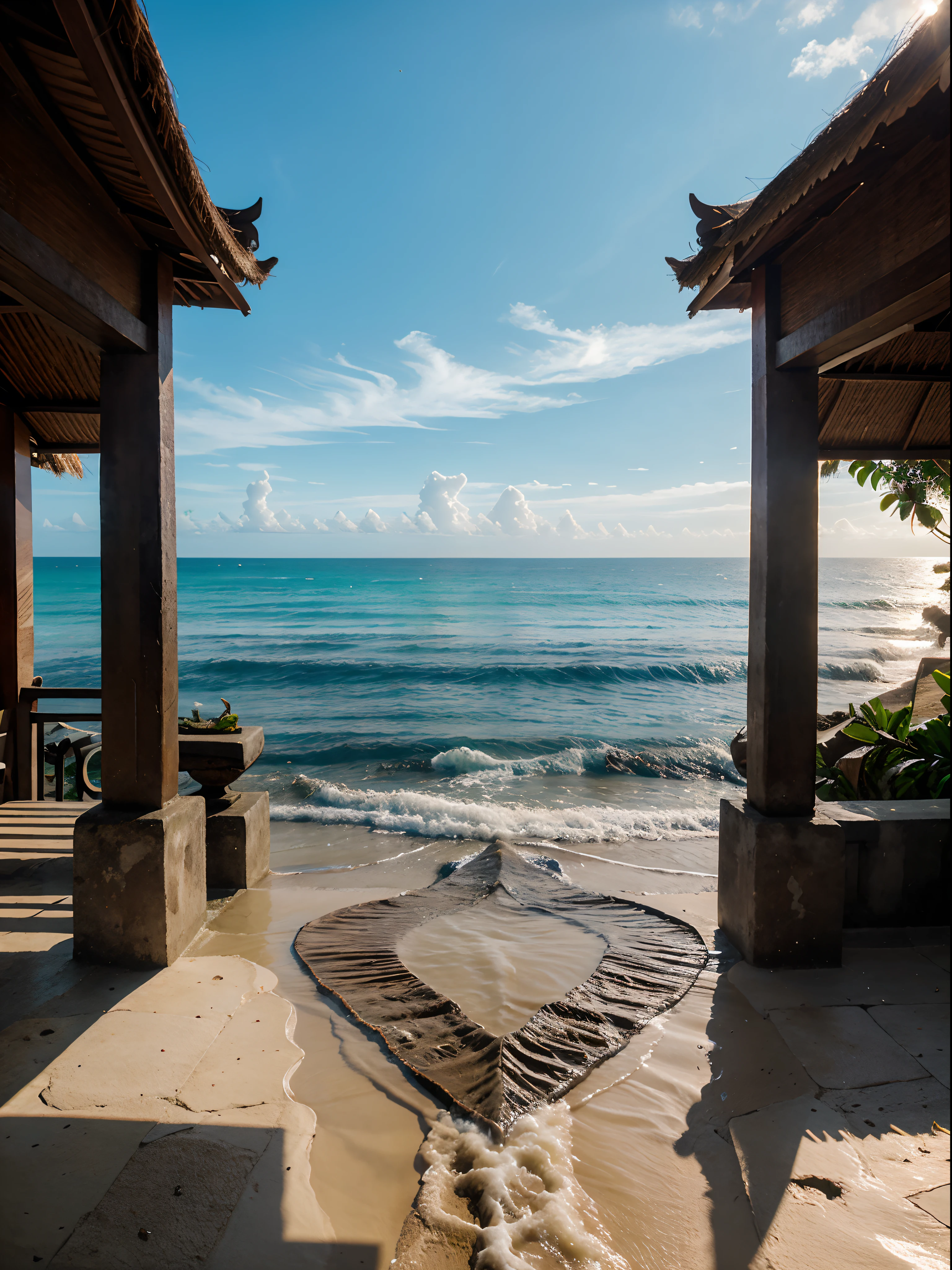 Bali, Indonesia, a paradise island with the culture and spiritual ambience, dazzling beach,panoramic, cinematic, volumetric lighting