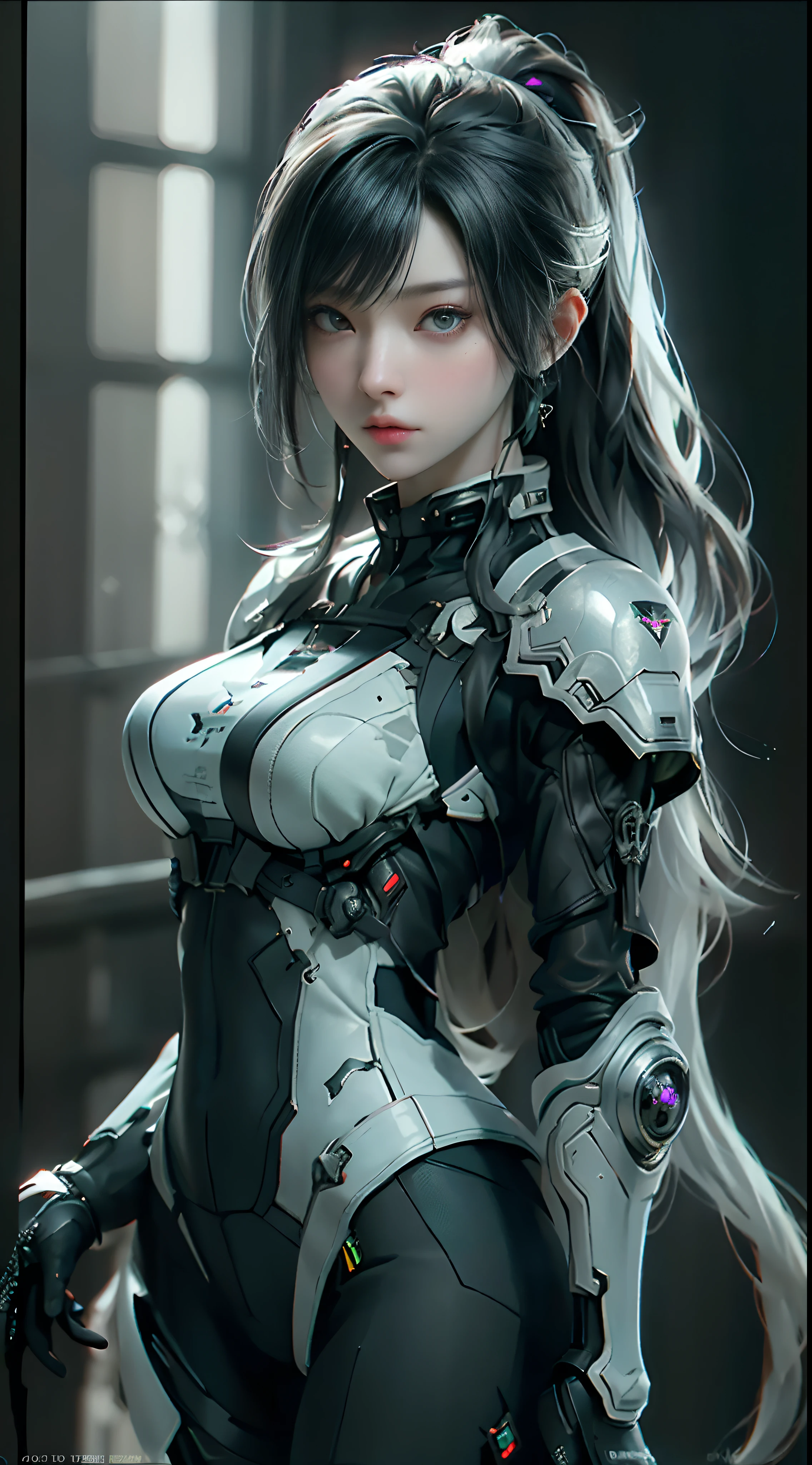 ((Best quality)), ((masterpiece)), (detailed:1.4), 3D, an image of a beautiful cyberpunk female,HDR (High Dynamic Range),Ray Tracing,NVIDIA RTX,Super-Resolution,Unreal 5,Subsurface scattering,PBR Texturing,Post-processing,Anisotropic Filtering,Depth-of-field,Maximum clarity and sharpness,Multi-layered textures,Albedo and Specular maps,Surface shading,Accurate simulation of light-material interaction,Perfect proportions,Octane Render,Two-tone lighting,Wide aperture,Low ISO,White balance,Rule of thirds,8K RAW,