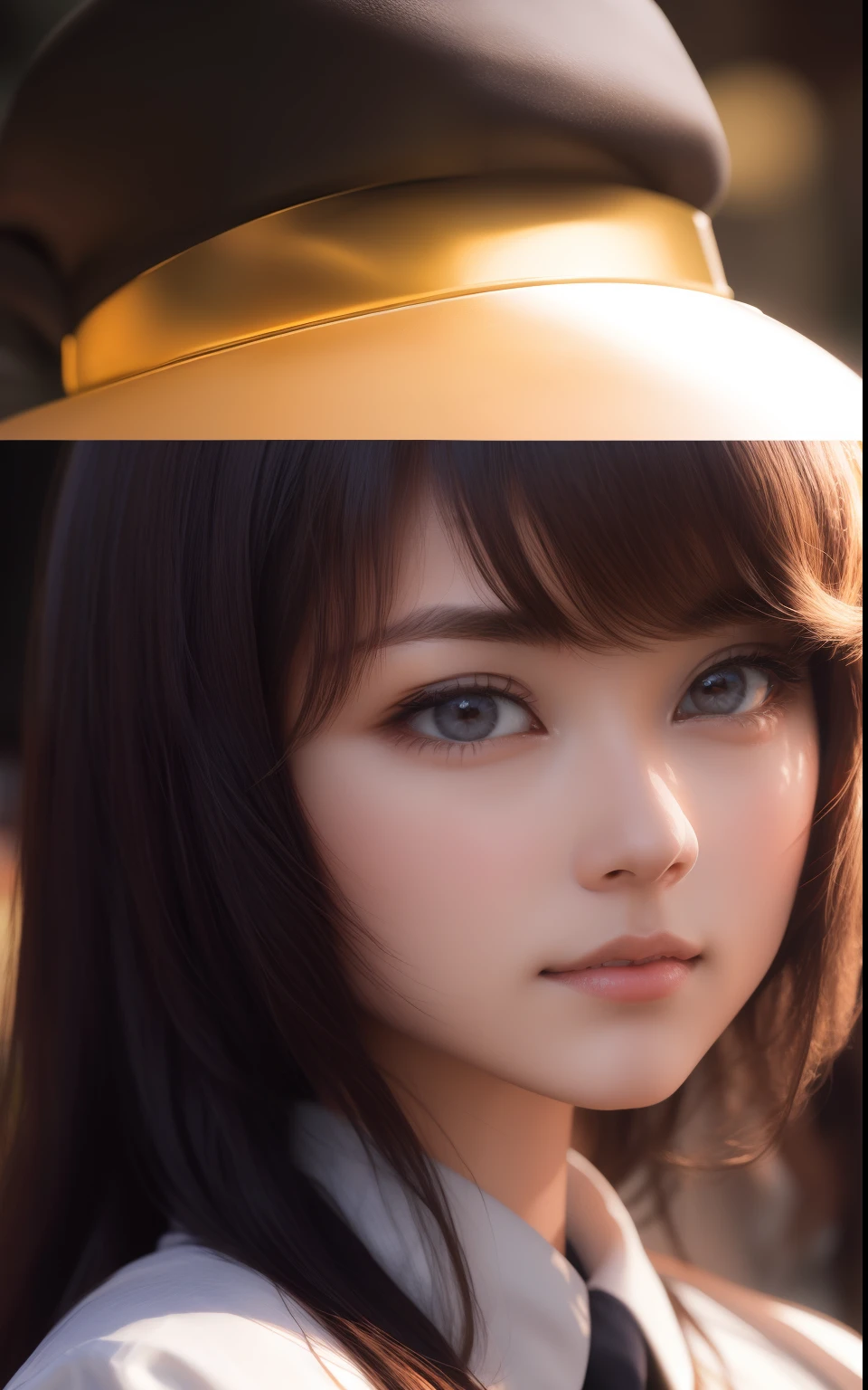ulzzang -6500-v1.1, (Raw foto:1.2), (Photorealsitic:1.4), animesque、anime styled、Beautiful and moisturized golden eyes like crystal clear glass、Beautiful detailed woman, extremely detailed eye and face, Beautiful detailed eyes, Ridiculous, Unbelievably ridiculous, huge filesize, ultra-detailliert, hight resolution, ighly detailed, top-quality, ​masterpiece,  illustratio, ighly detailed, nffsw, unification, 8k wallpaper, splendid, finely detail, ​masterpiece, top-quality, Highly detailed ticker uniform 8K wallpaper, Light on the Face、电影灯光、1８Year old girl