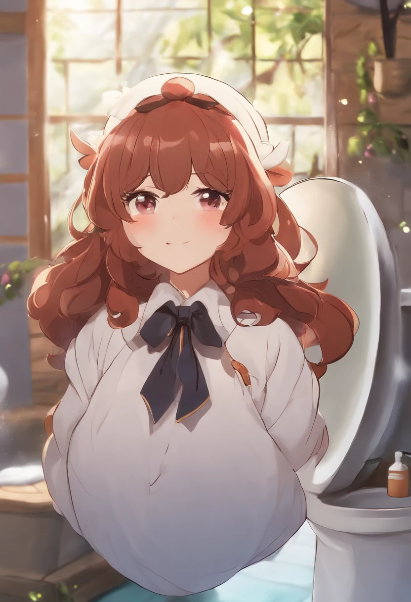 (((Kokomi(Genshin impact))) Farting, sitting on toilet,