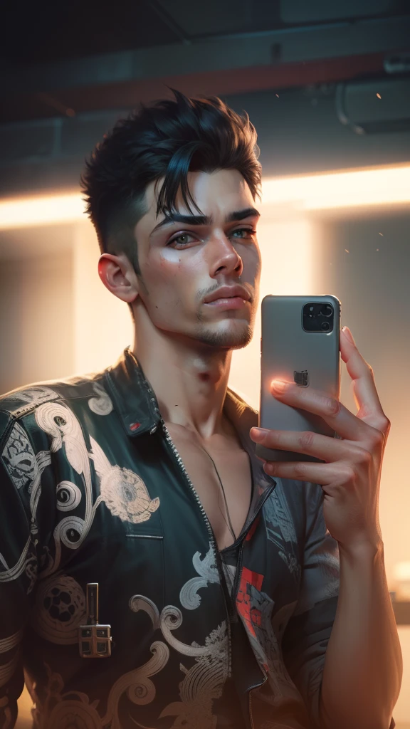 Change background cyberpunk handsome boy, realistic face, 8k, ultra realistic,